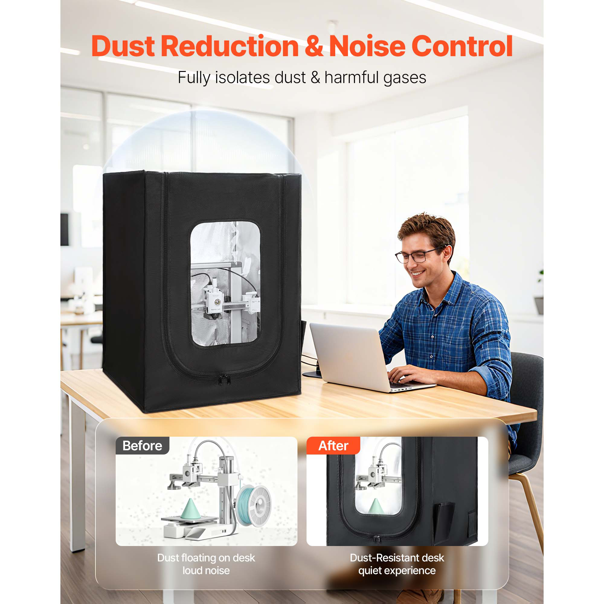 Uimoso 3D Printer Enclosure with LED Lighting and Ventilation for Various Models