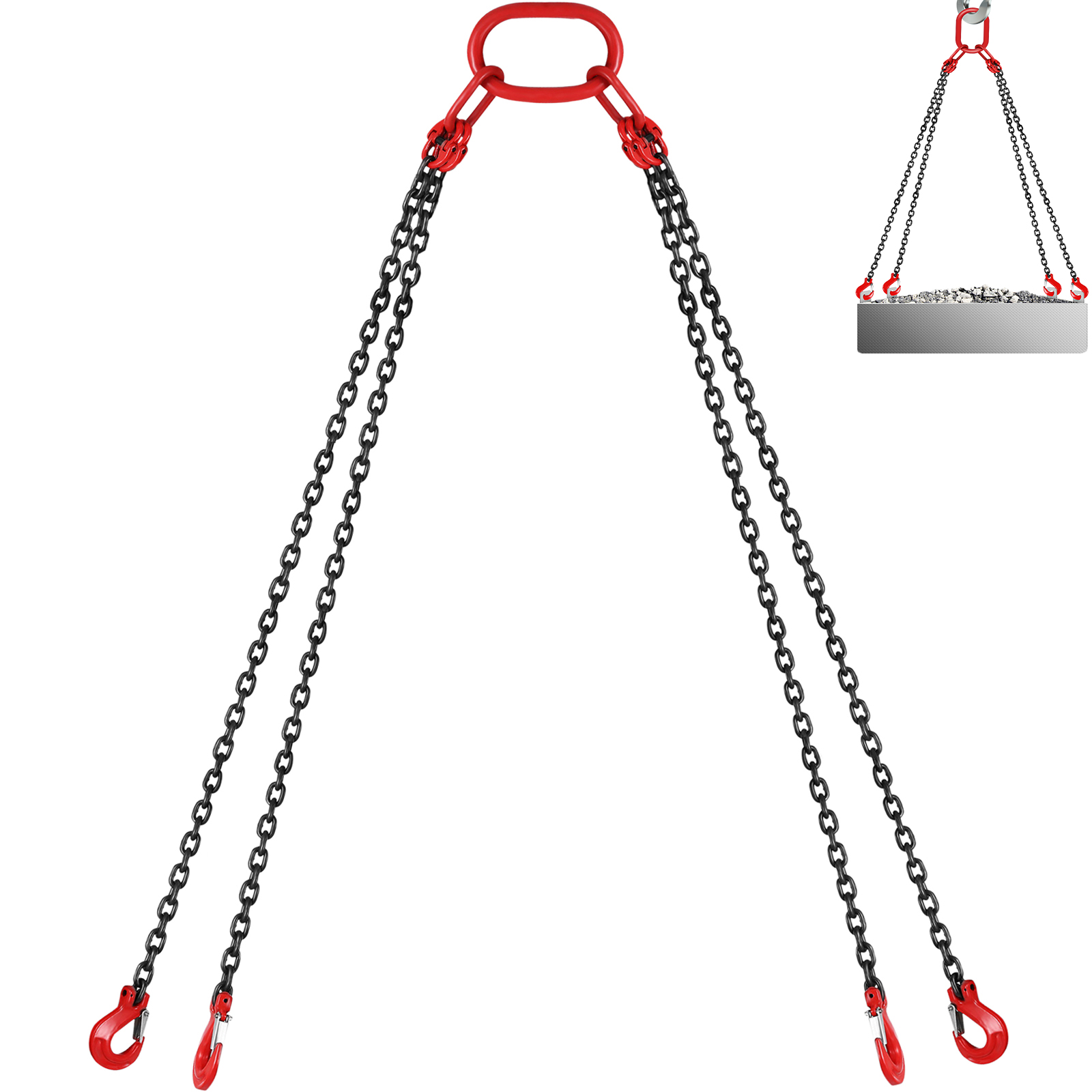 VEVOR 10ft Chain Sling With 4 Legs 5t Capacity Wear-resistant Tackle With Shortners