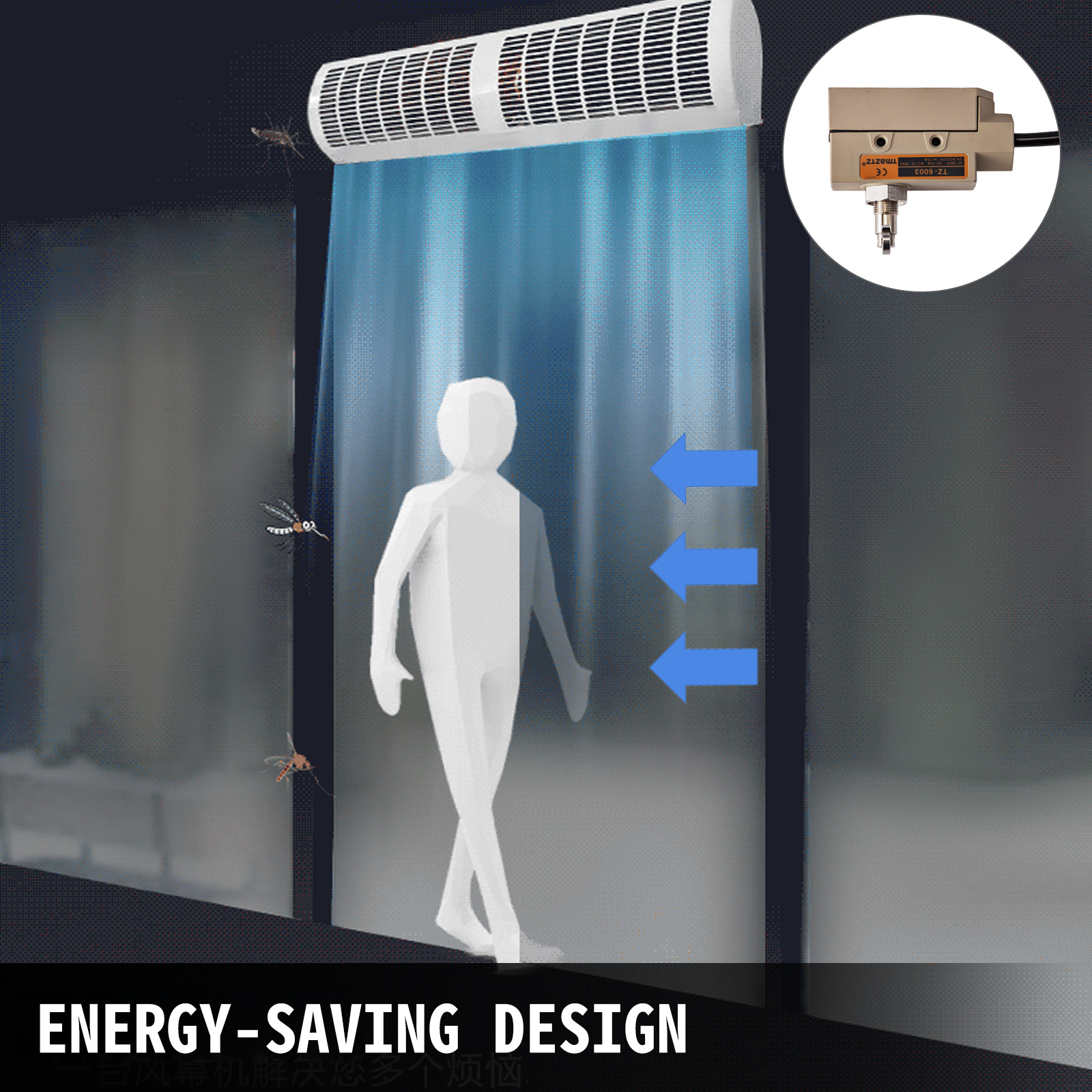 thumbnail interactive-video image 1 of Midori 36" Commercial Air Door Curtain With Remote And Magnetic Switch - NSF ANSI 3 1 of 6