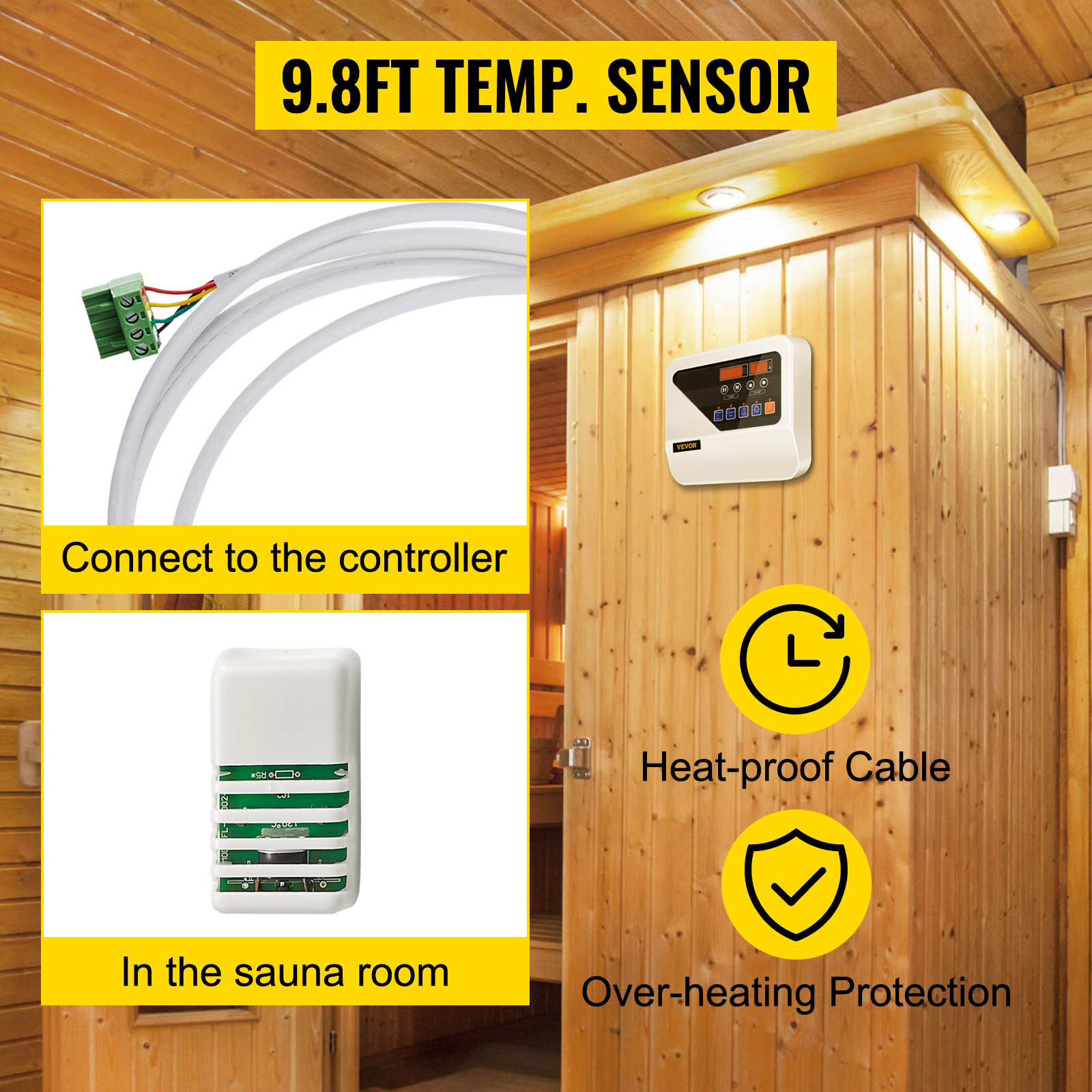 VEVOR VEVOR External Sauna Heater Controller for 3KW-9KW Sauna Heaters  Control Unit Sauna Stove Controller 104-221℉ Time Temperature | VEVOR EU
