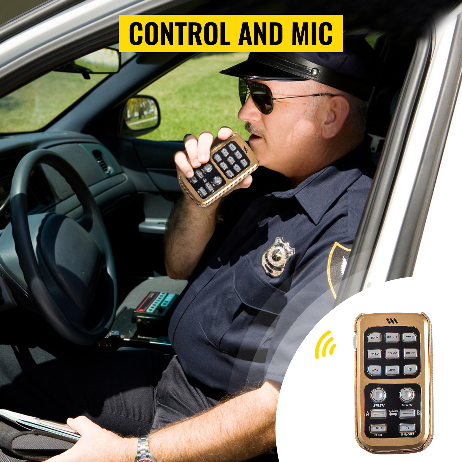 VEVOR 200W 8 Sound Loud Car Warning, Police Fire Emergency Alarm Fire Siren,  1 Horn PA Speaker MIC System Vehicle Siren