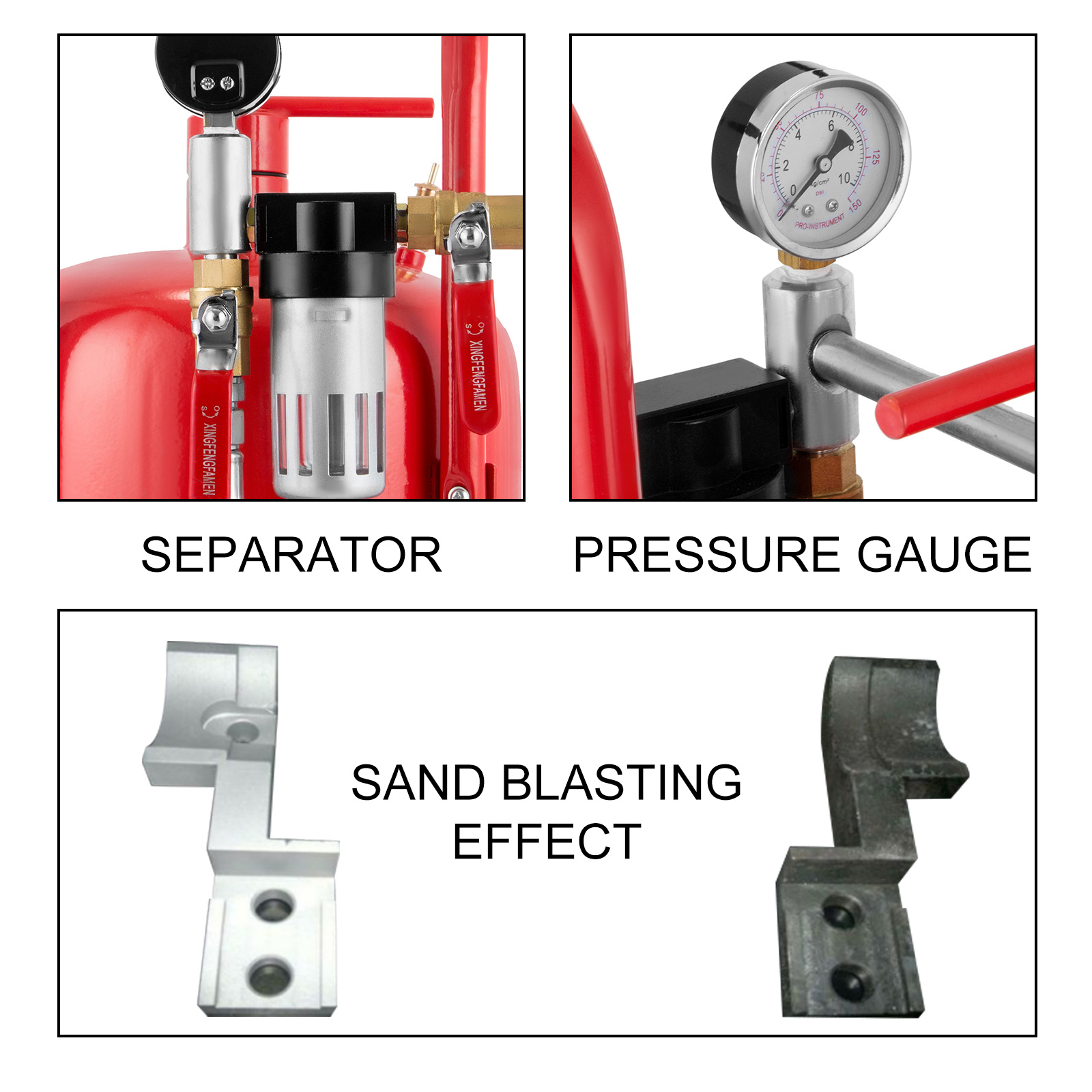 VEVOR Sableuse Pneumatiques en Acier, Machine de Sablage Rouge