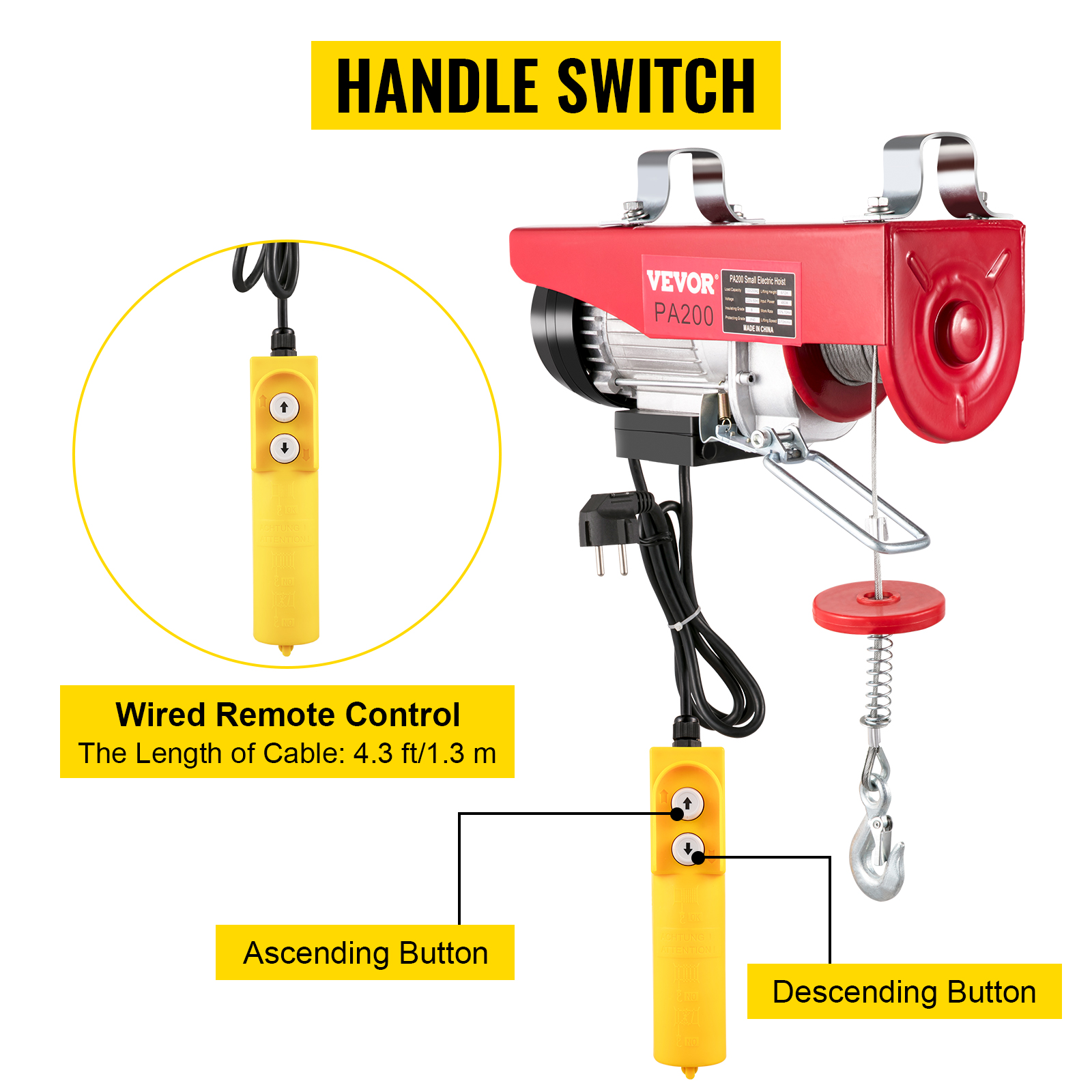 200KG Electric Hoist Scaffold Winch Lifting Crane Wire Motor Pulley Engine 