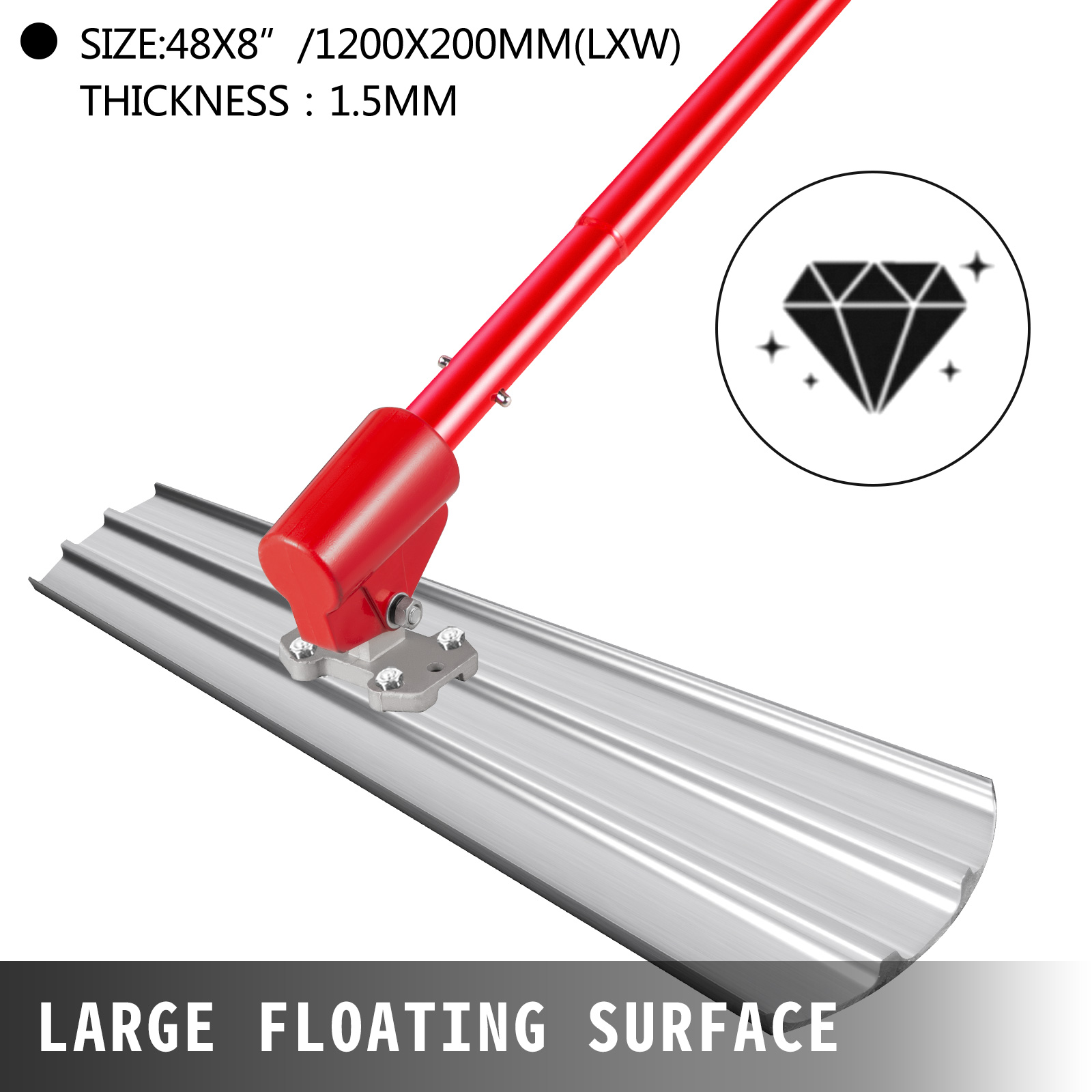 VEVOR Bull Float Concrete Float 48x8 Inch Concrete Tool, Trowel Float