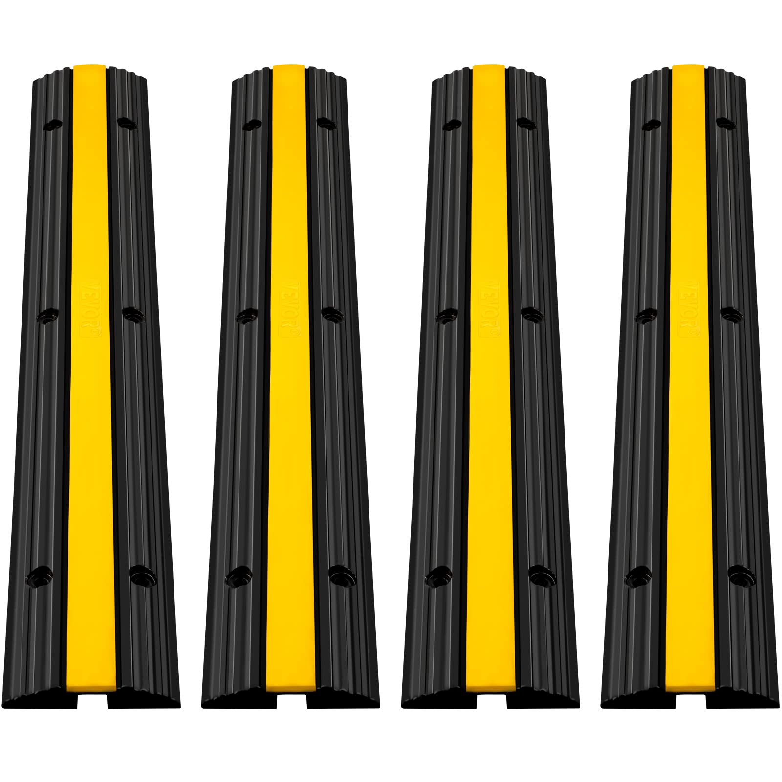 1 Kanal Kabelschutz Kabelbrücke 100 x 13 x 2 cm für Fußgänger / Radfahrer / Büro verschiedene Set-Größen in schwarz oder gelb 2 Stück, gelb 