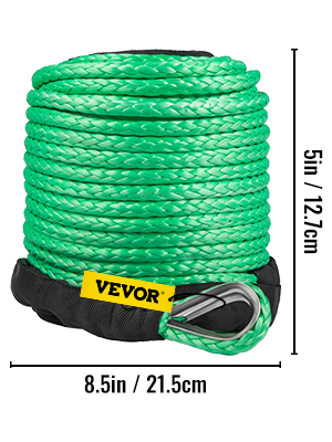 VEVOR Green Synthetic Winch Line 5/16 Inch X100FT Synthetic Winch Rope  12000 LBS Tow Rope for Car with Sheath (100ft)