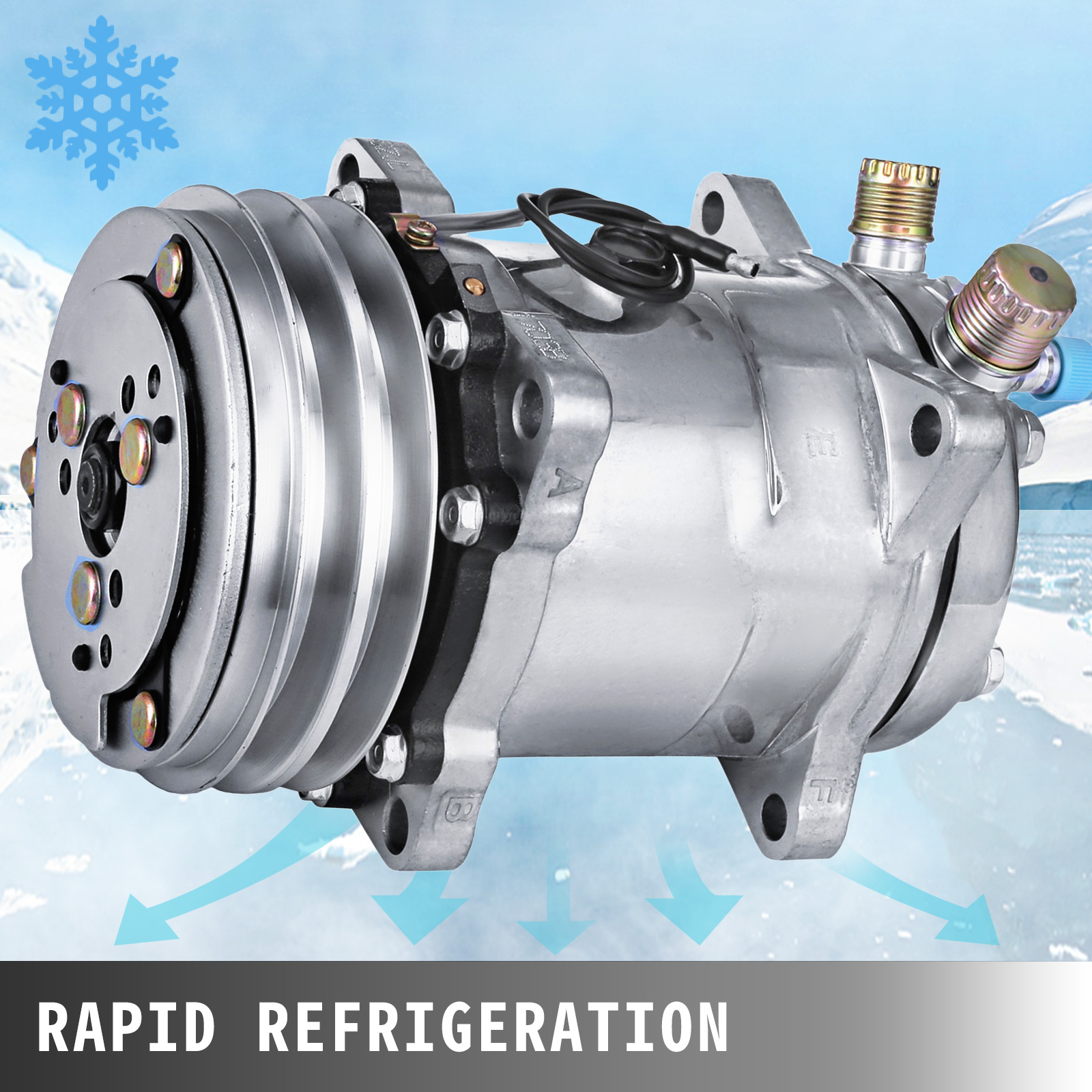 Vevor AIR CONDITION COMPRESSORS SANDEN 508 STYLE NATURAL FINISH V BELT