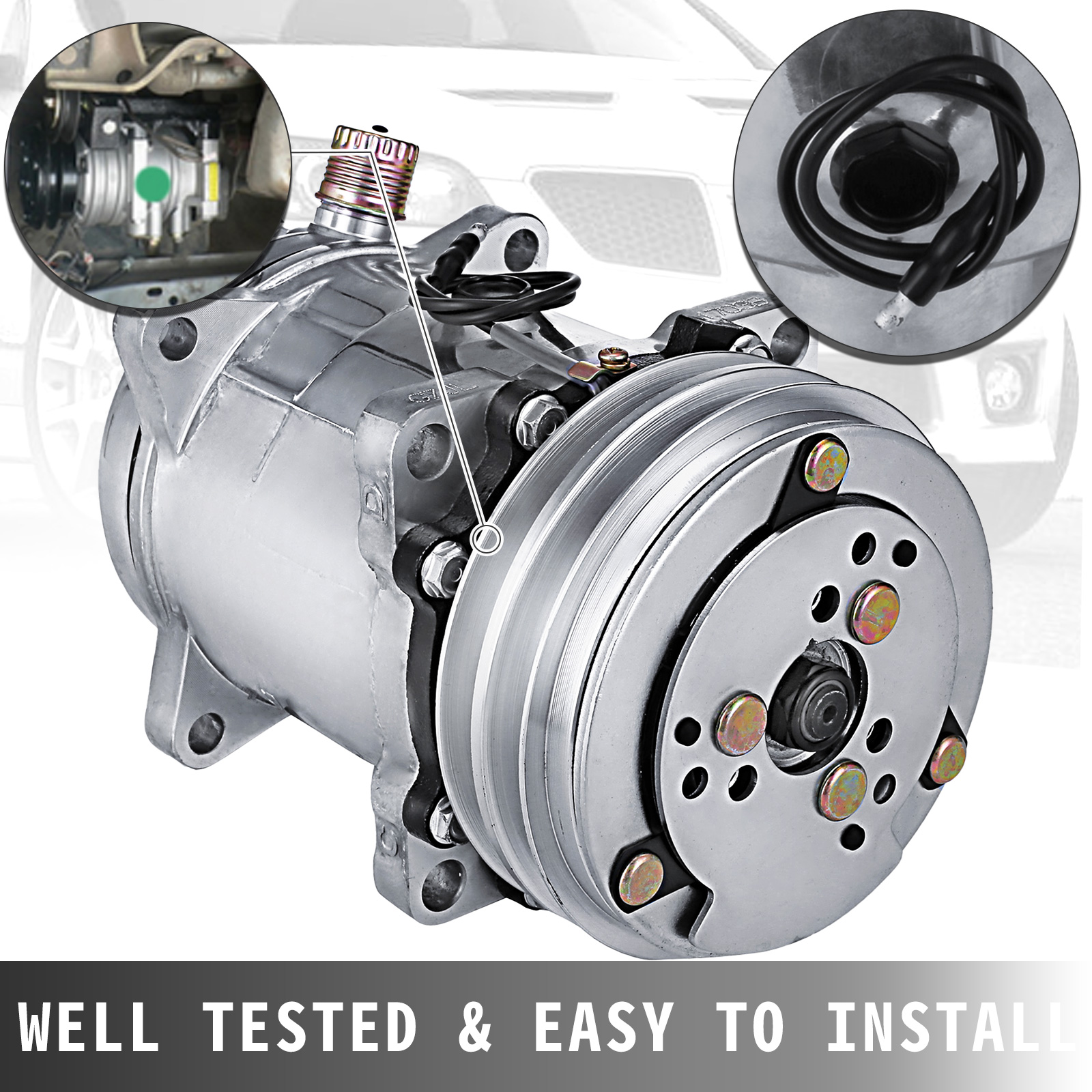 Vevor AIR CONDITION COMPRESSORS SANDEN 508 STYLE NATURAL FINISH V BELT