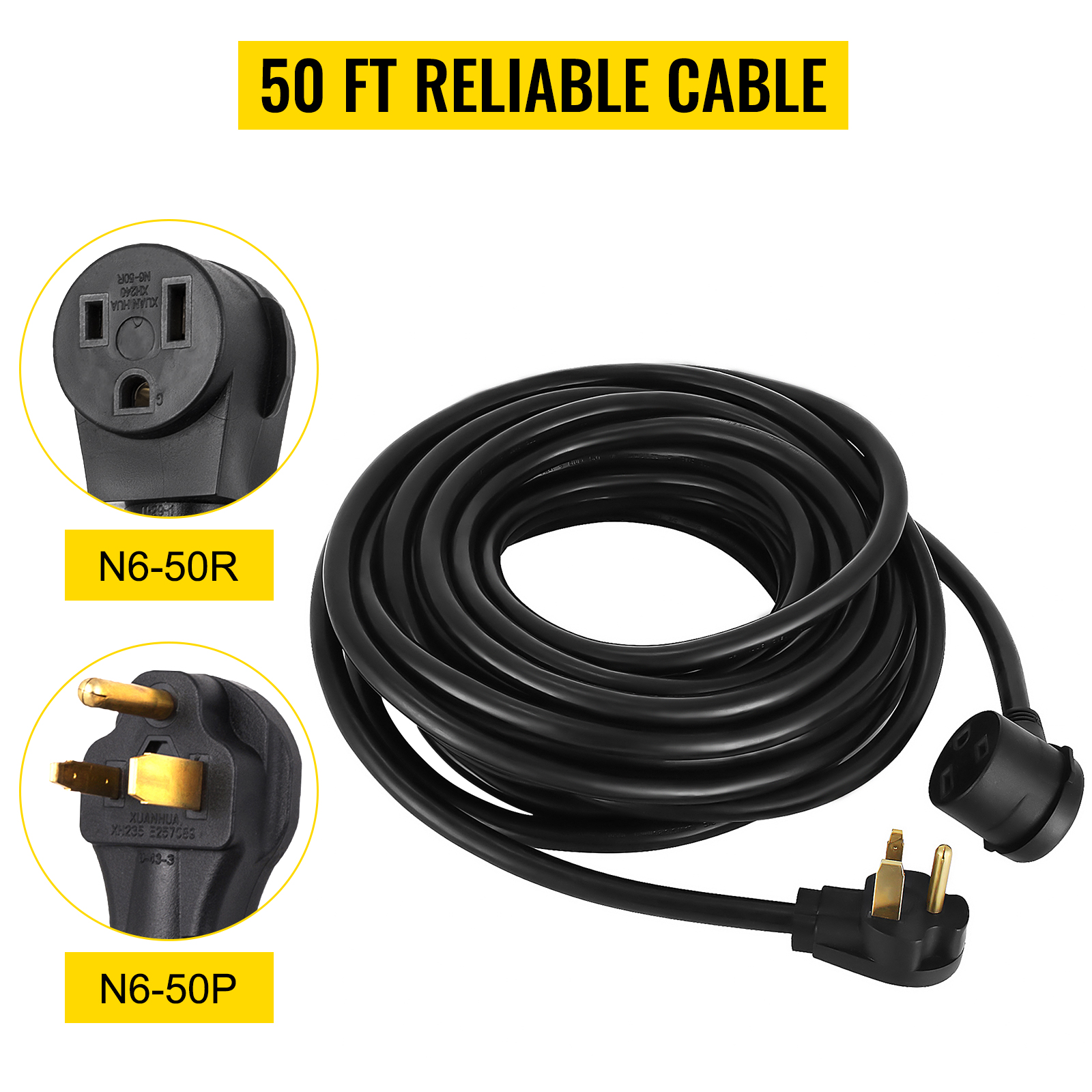 Details about   50FT Extension Cord Range Stove Oven Welder 10-50P TO 10-50R 6/3 6AWG 6-Gauge 