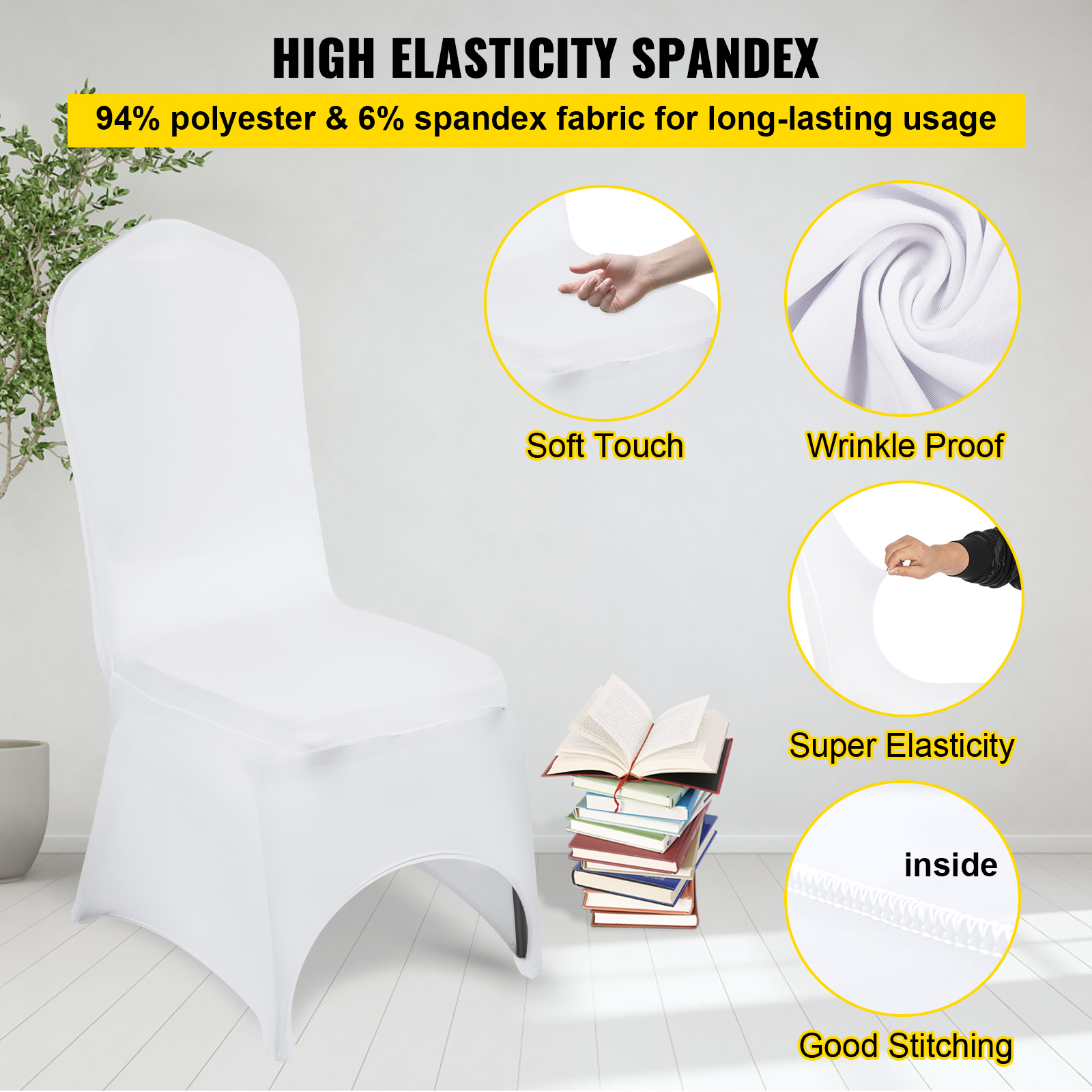 Uimoso 100/50 White/Black Spandex Chair Cover Wedding Banquet Party Folding - Picture 48 of 119