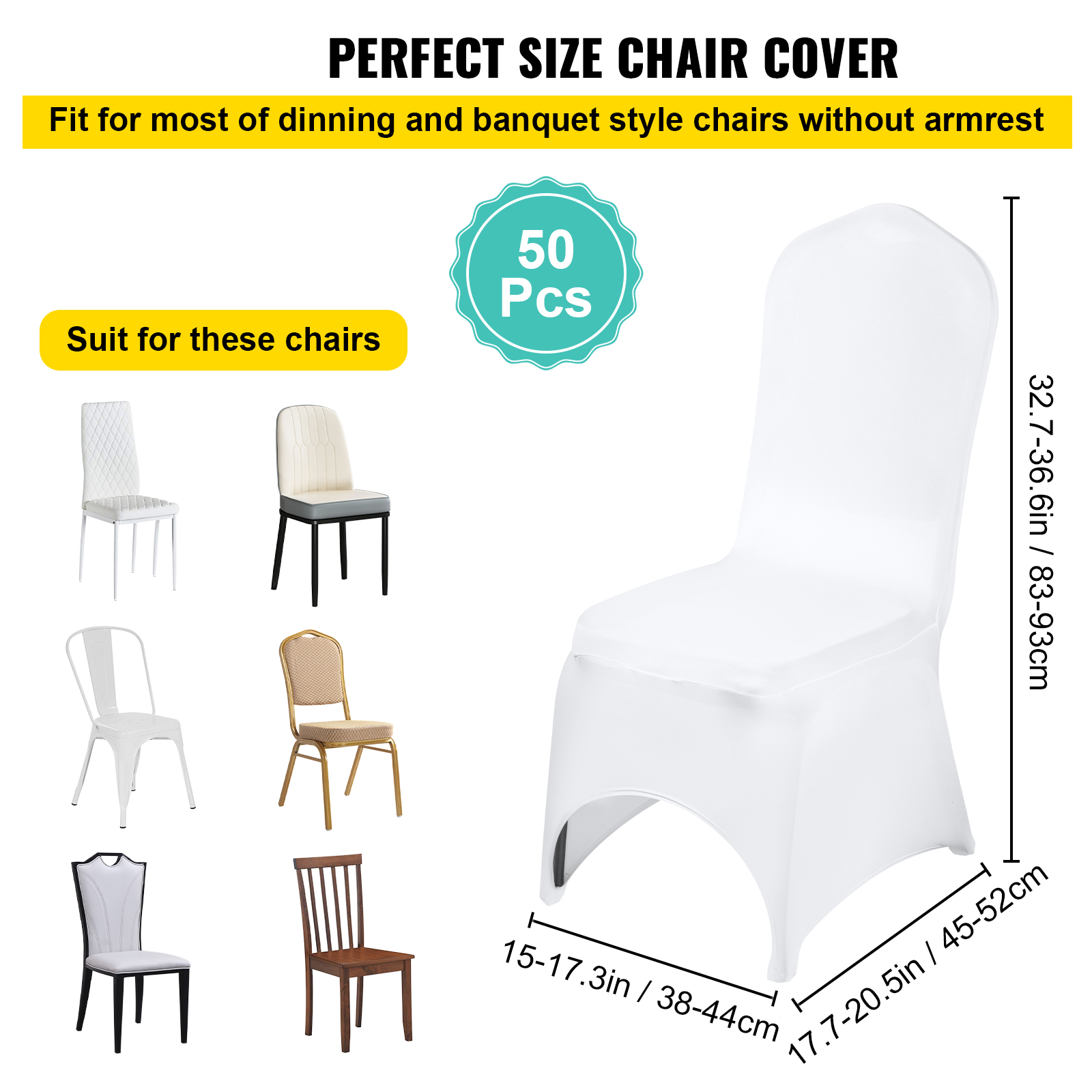 Uimoso 100/50 White/Black Spandex Chair Cover Wedding Banquet Party Folding - Picture 49 of 119