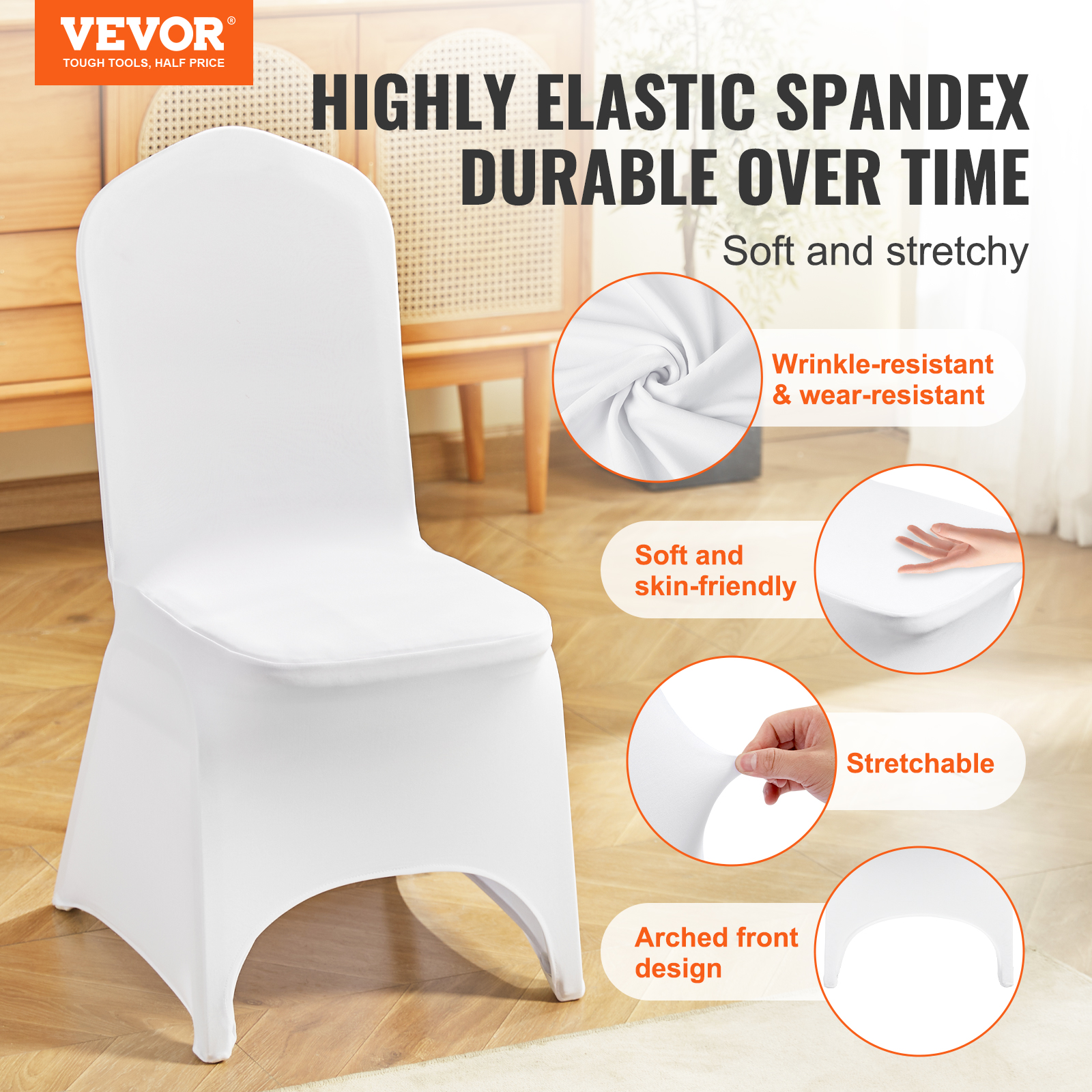 100/50 White/Black Cover Spandex Lycra Chair Cover Wedding Banquet Party Folding - Picture 47 of 119