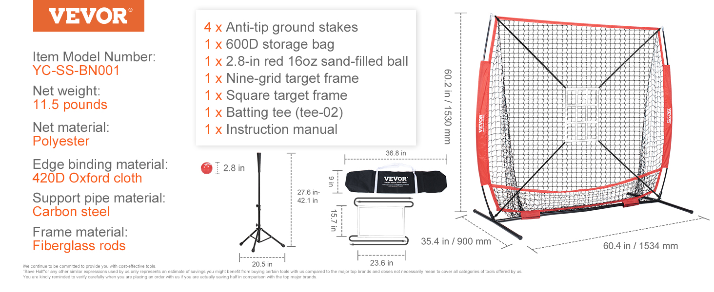 Zeny Portable 7'x7' Baseball Softball Practice Net With Strike Zone Bow Frame Carry Bag