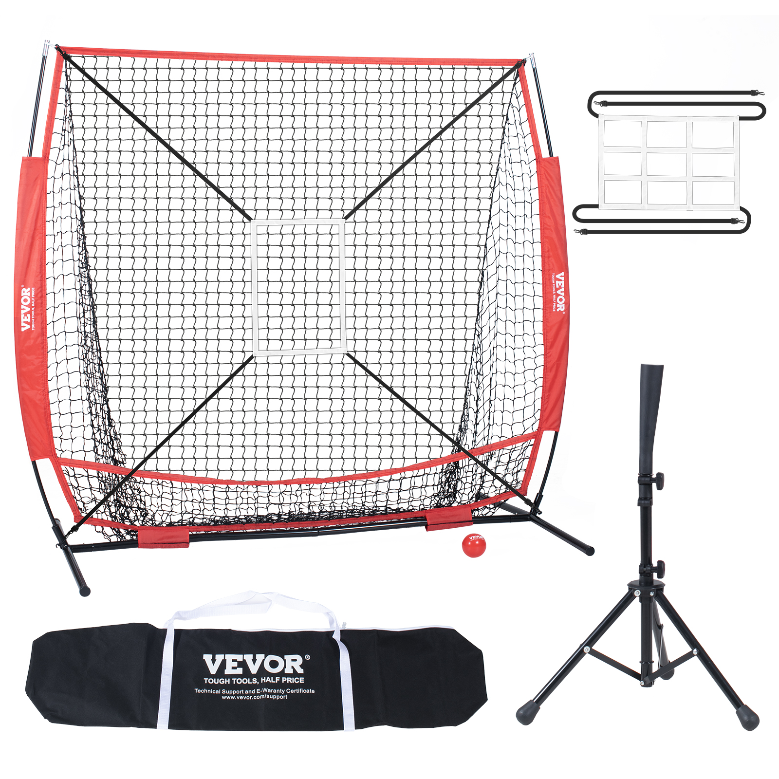 VEVOR 7x7/5x5 ft Baseball Softball Practice Net Hitting Multiple Accessories