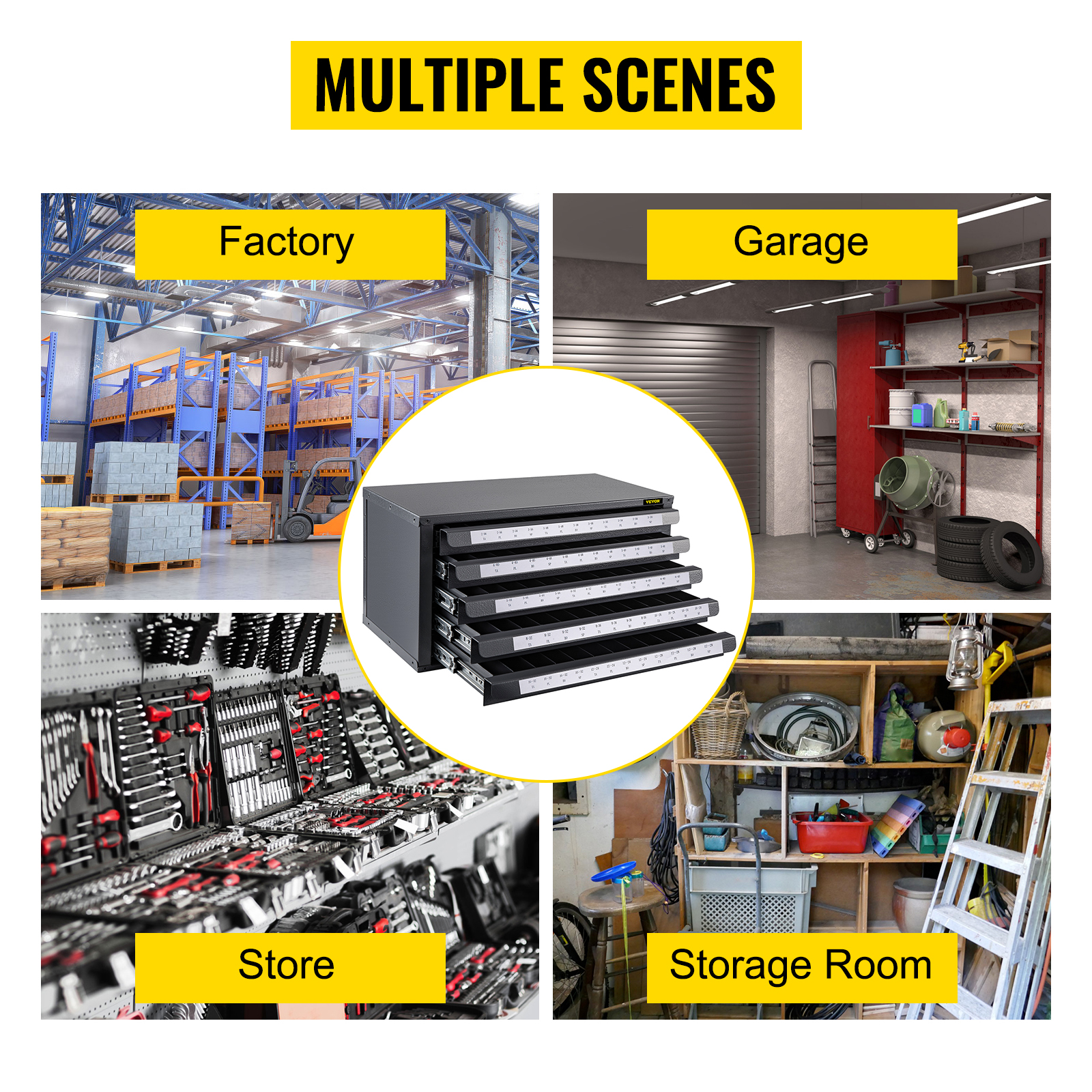 VEVOR Tap Dispenser FiveDrawer Tap Dispenser, Tap Organizer Cold Rolled Steel