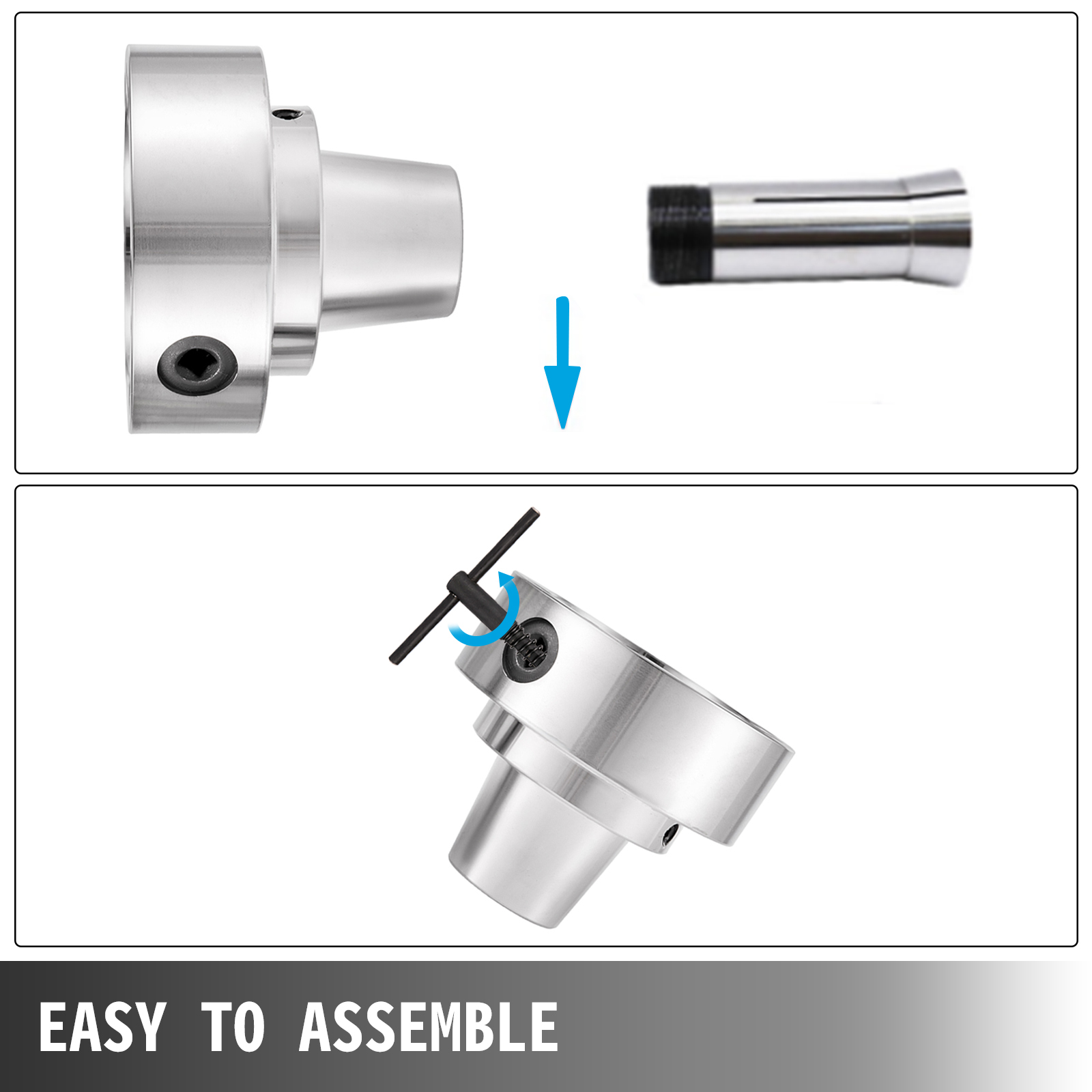 VEVOR Router Collet Set 5c, Collet Adapter 6000 Rpm, Plain Back Chuck