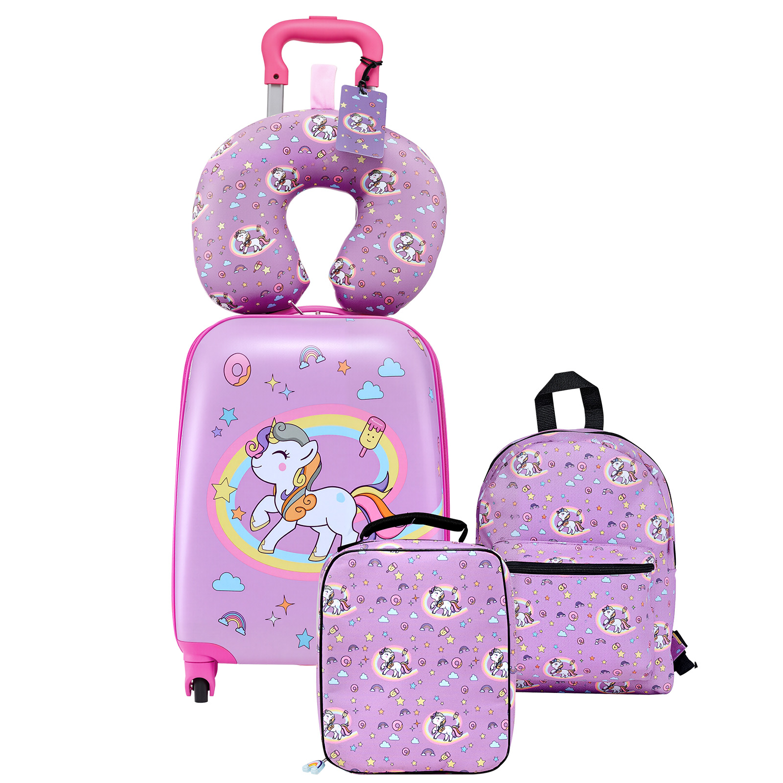 Uimoso 2/5 Piece Children's Luggage Set 18-Inch Unicorn/Dinosaur Travel Suitcase