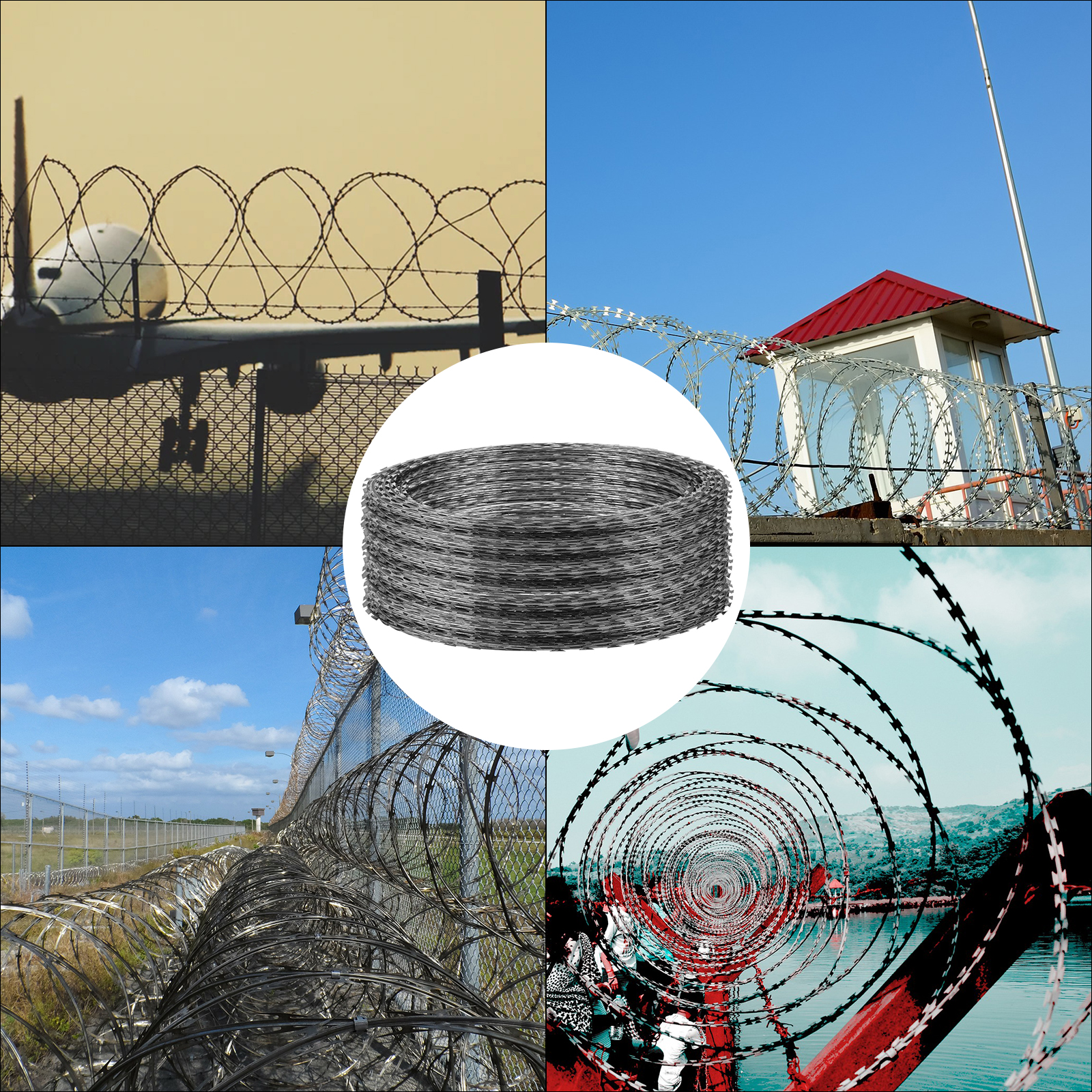 Razor Barbed Wire 18" 5 Coils 250' Coverage Unique Economical Border Posts 