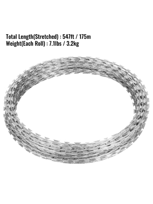 VEVOR Razor Wires, 246ft Razor Barbed Wire 5 Coils Per Roll, Razor Wire ...
