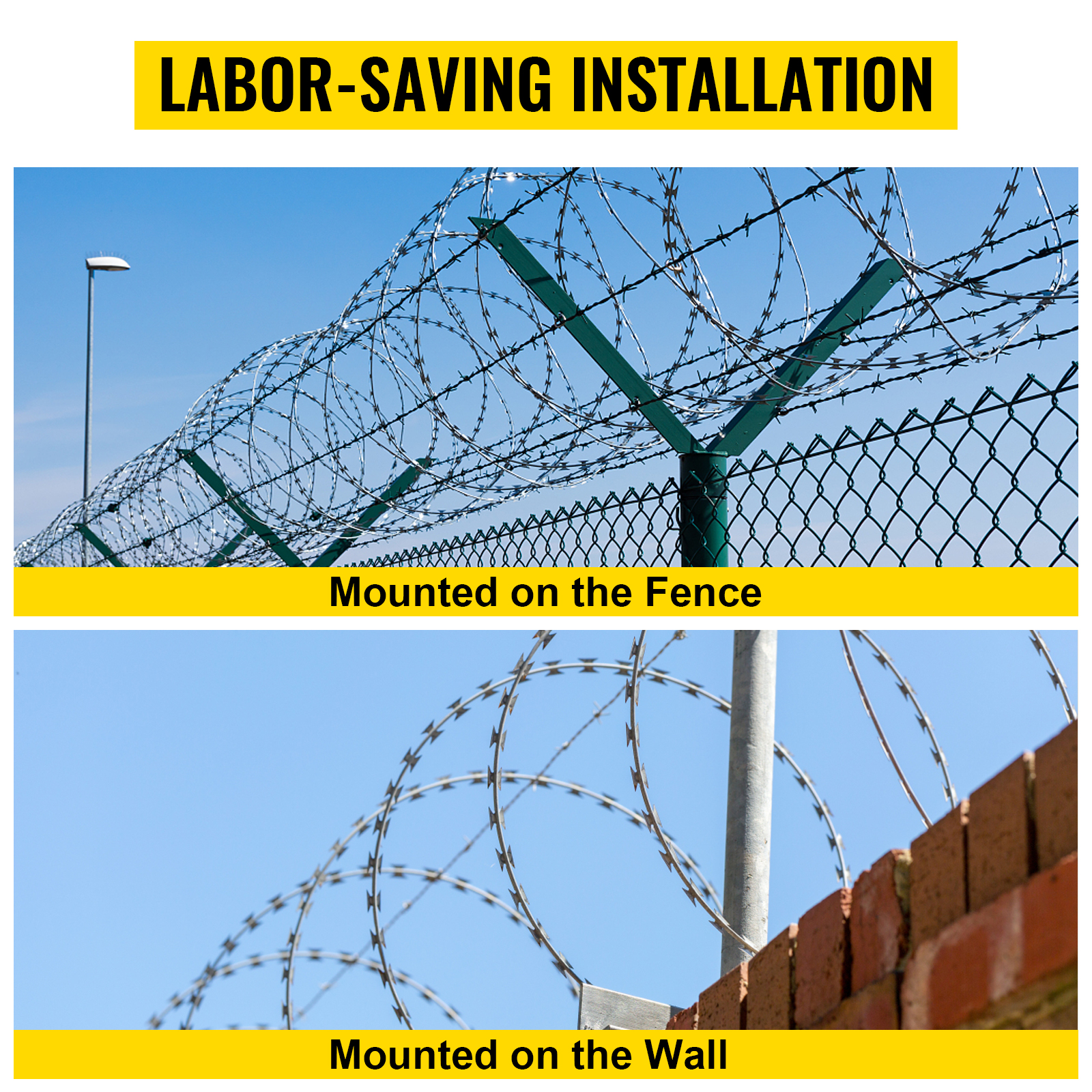 VEVOR Razor Wires, 246ft Razor Barbed Wire 5 Coils Per Roll, Razor Wire