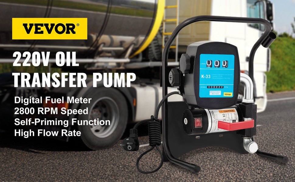 Pompe à Diesel électrique 220V – 200W, Débit 45 L/min, Avec Tuyaux Et Pistolet, Pour Transfert Carburant/huile