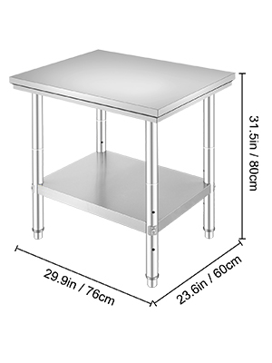 Edelstahl Tisch 76x61cm Gastronomie Arbeitstisch Zerlegetisch mit Ablage Steel Table A100 2w