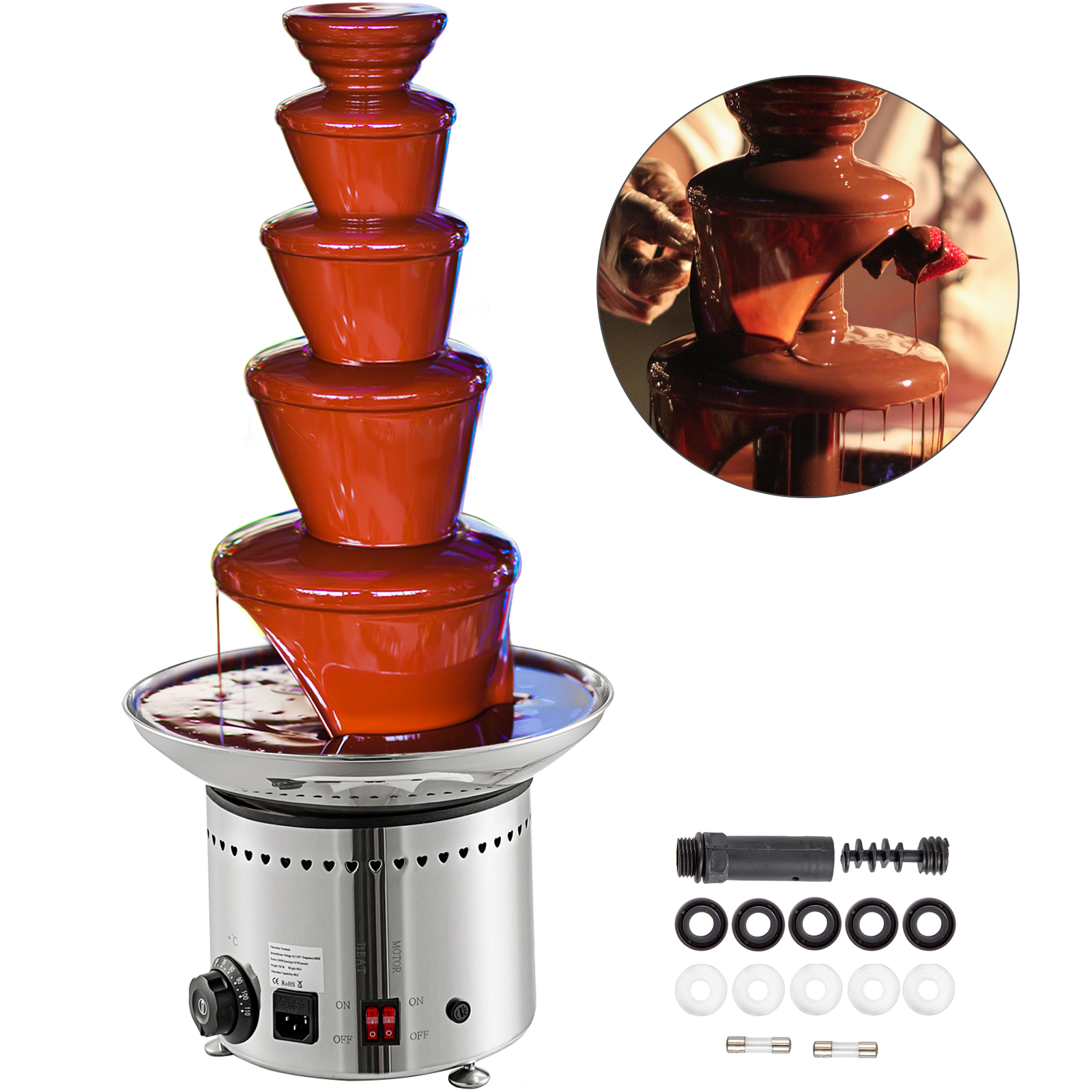 Luxury Chocolate Fondue Fountain 4 Tiers Commercial Stainless Steel Hot 