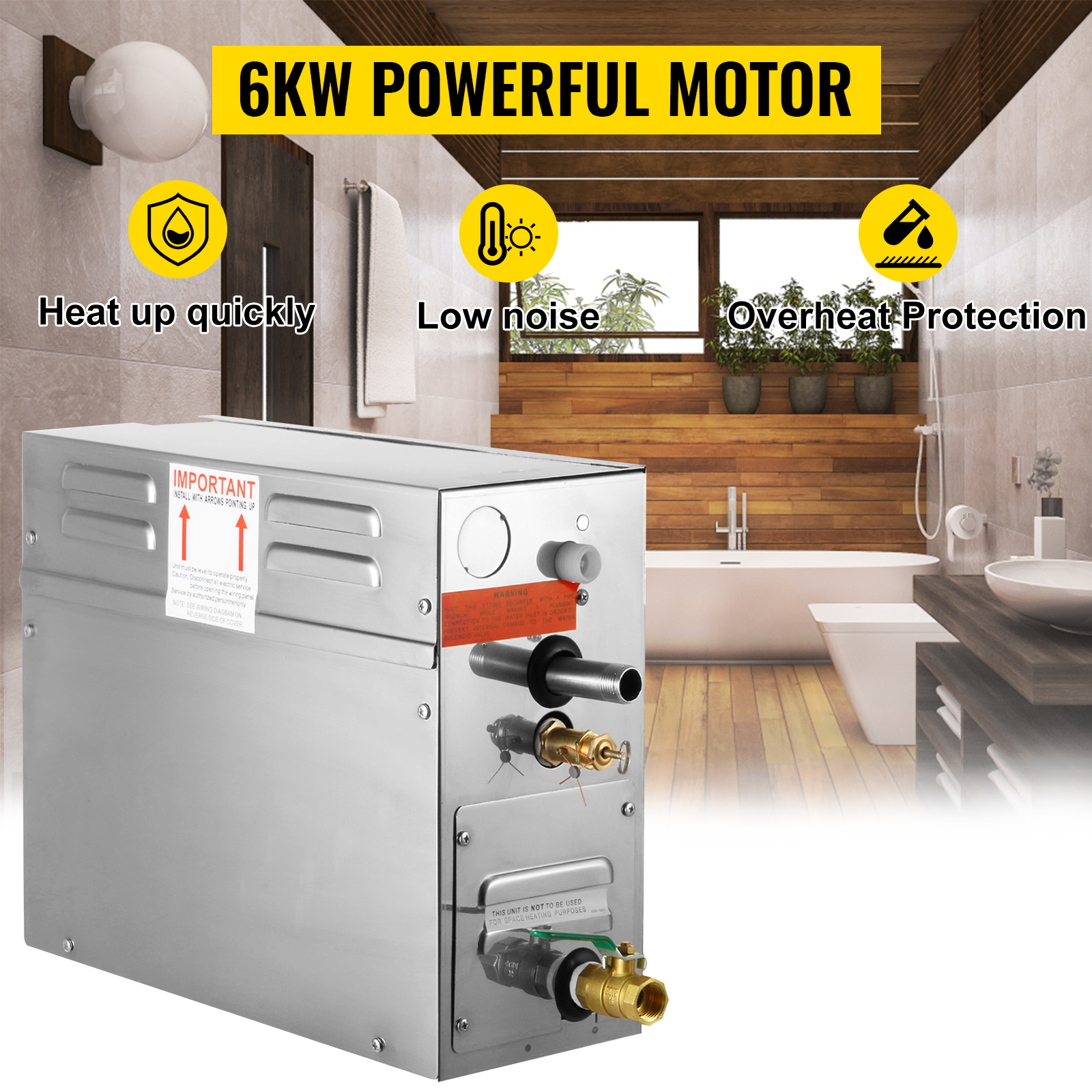 EU Standard 220 générateur de Vapeur de Vapeur de Sauna 6KW avec Le contrôleur daffichage numérique imperméable pour la Vapeur à la Maison dhôtel de Douche de Salle Lecxin Générateur de Vapeur 