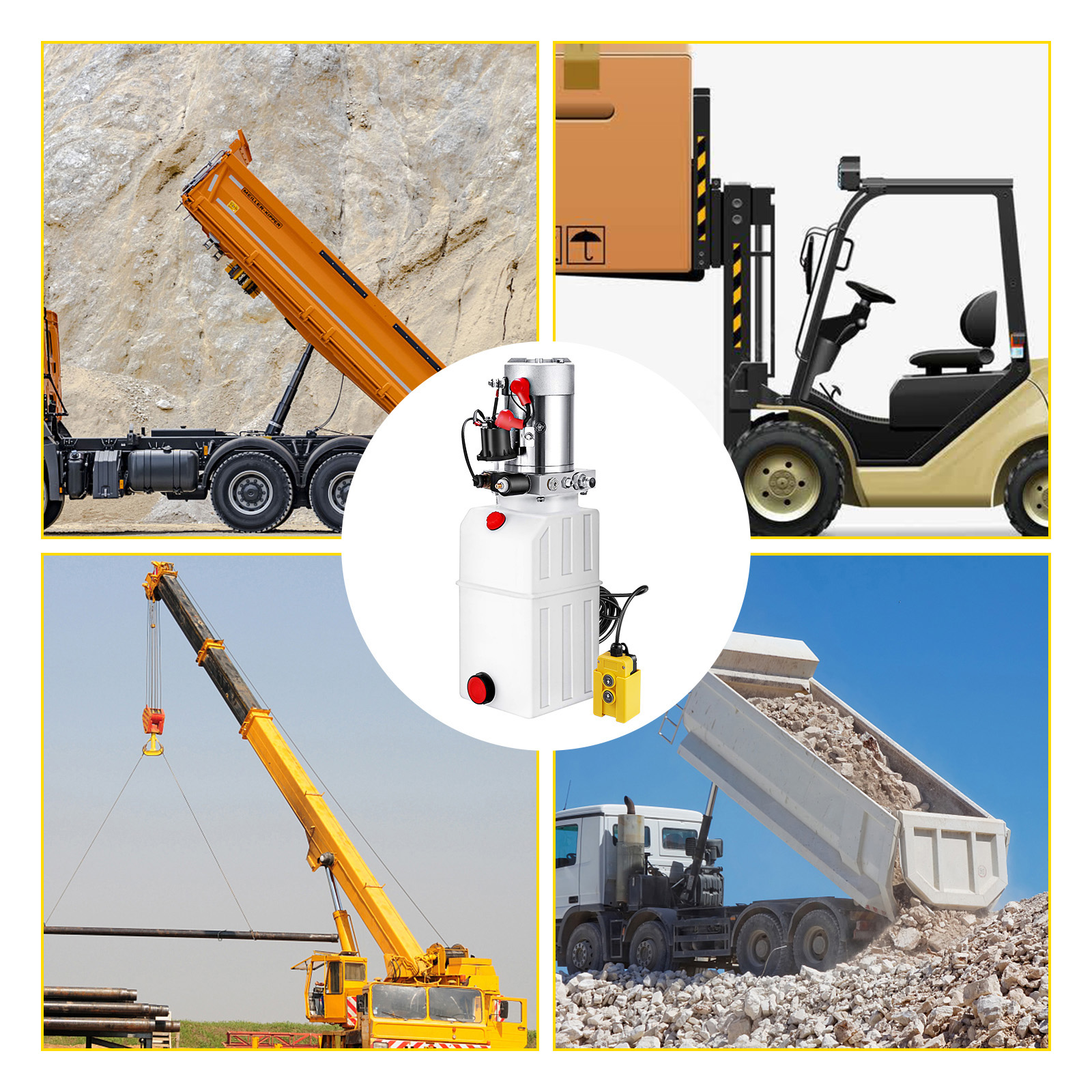 Mophorn 6 Quart Hydraulic Power Unit Single Acting Hydraulic Pump Dump