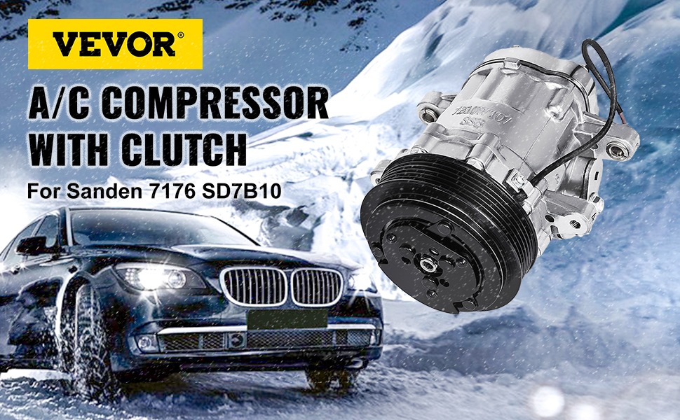 VEVOR CO7176C Sanden style Universal Air Conditioner AC Compressor 7176 SD7B10 2010061 167515 168515