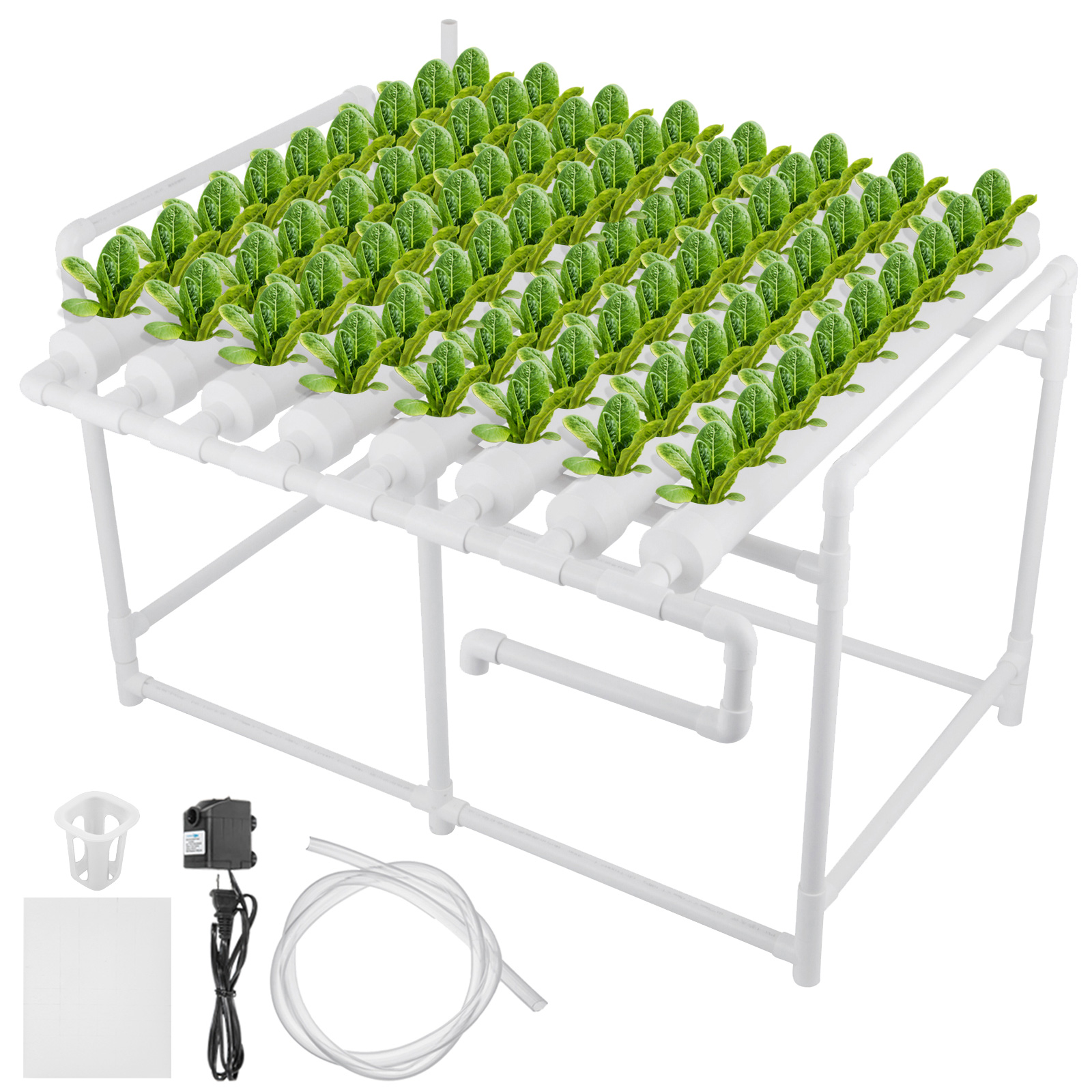 TECHTONGDA Hydroponics 72 Sites Grow Kit Garden Plant System with Nest Basket Water Pump and Sponge 8 Pipes 72 Sites 