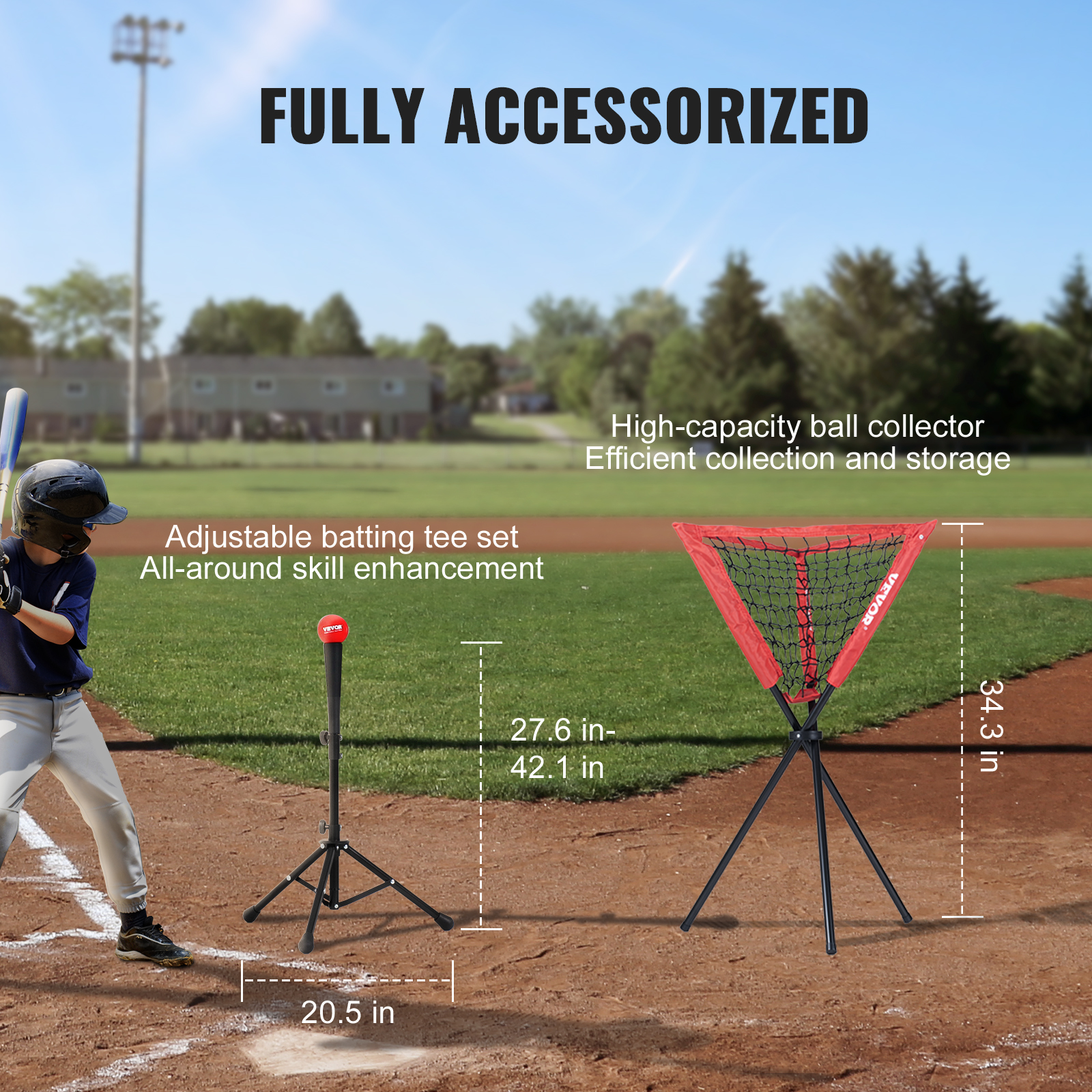 VEVOR 7x7/5x5 ft Baseball Softball Practice Net Hitting Multiple Accessories