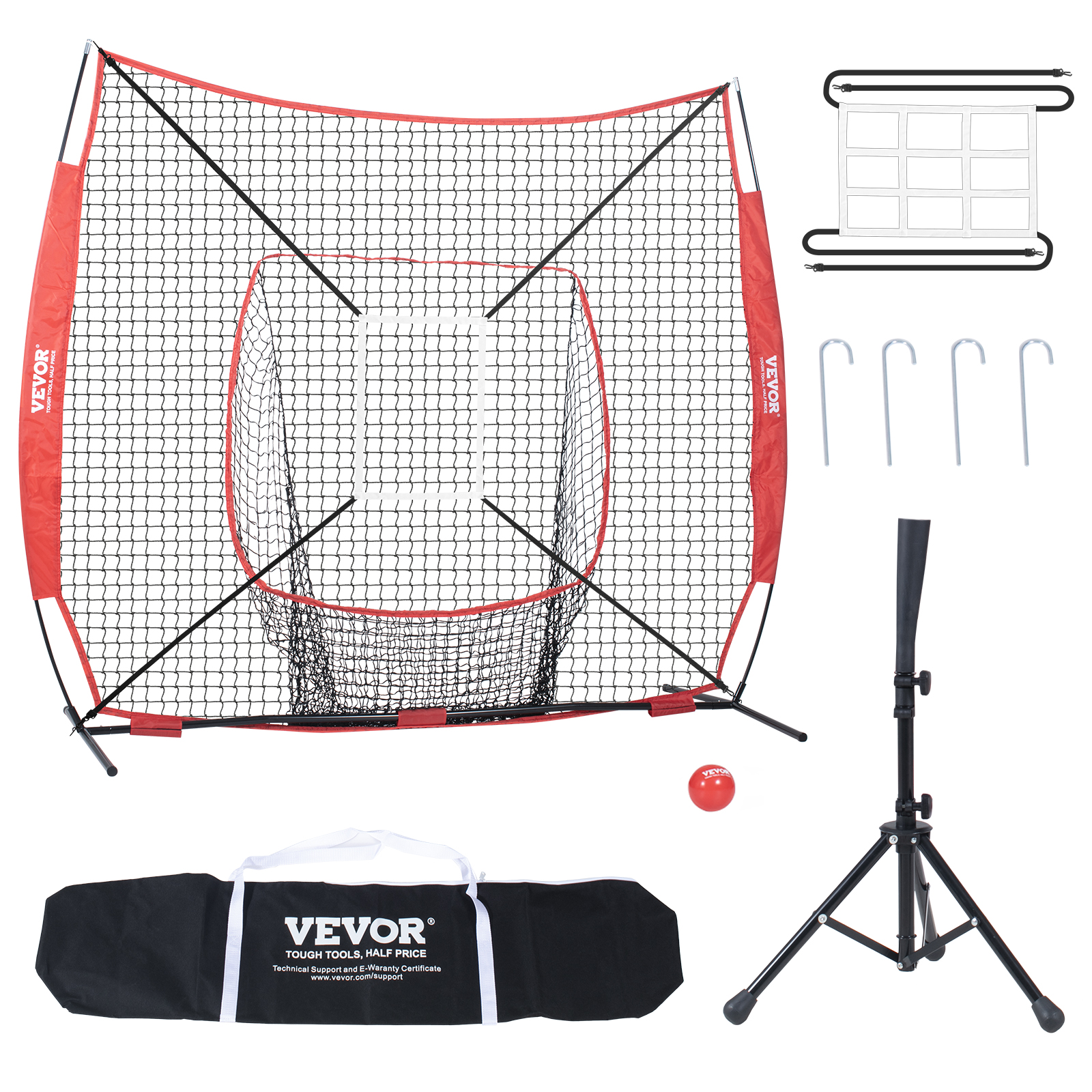 VEVOR 7x7/5x5 ft Baseball Softball Practice Net Hitting Multiple Accessories