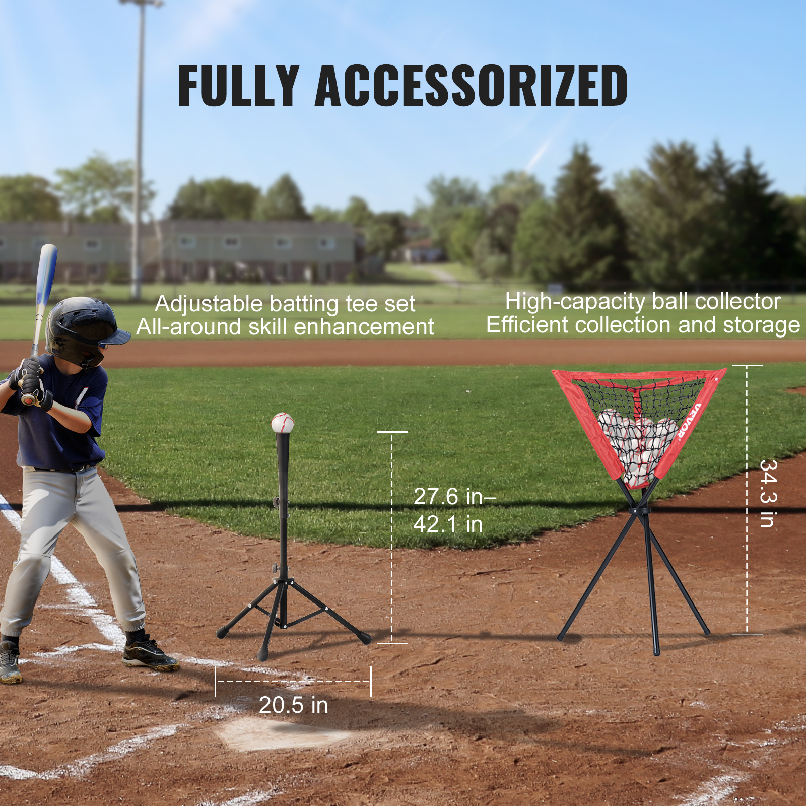 VEVOR 7x7/5x5 ft Baseball Softball Practice Net Hitting Multiple Accessories