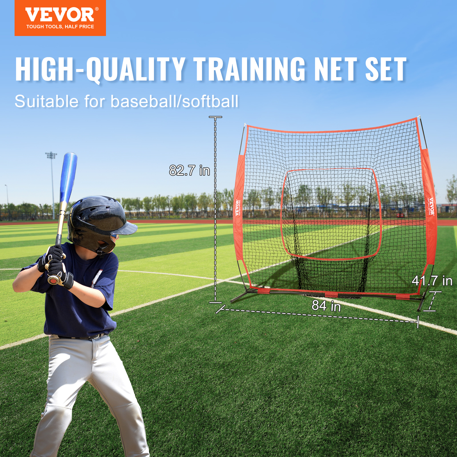 VEVOR 7x7/5x5 ft Baseball Softball Practice Net Hitting Multiple Accessories