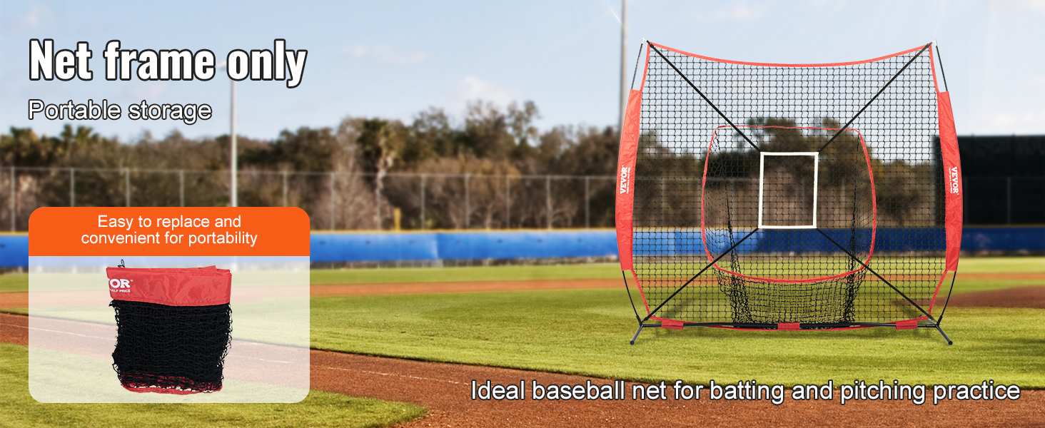 7x7 Feet Baseball/Softball Practice Hitting Net With Ball Caddy – SEGAWE