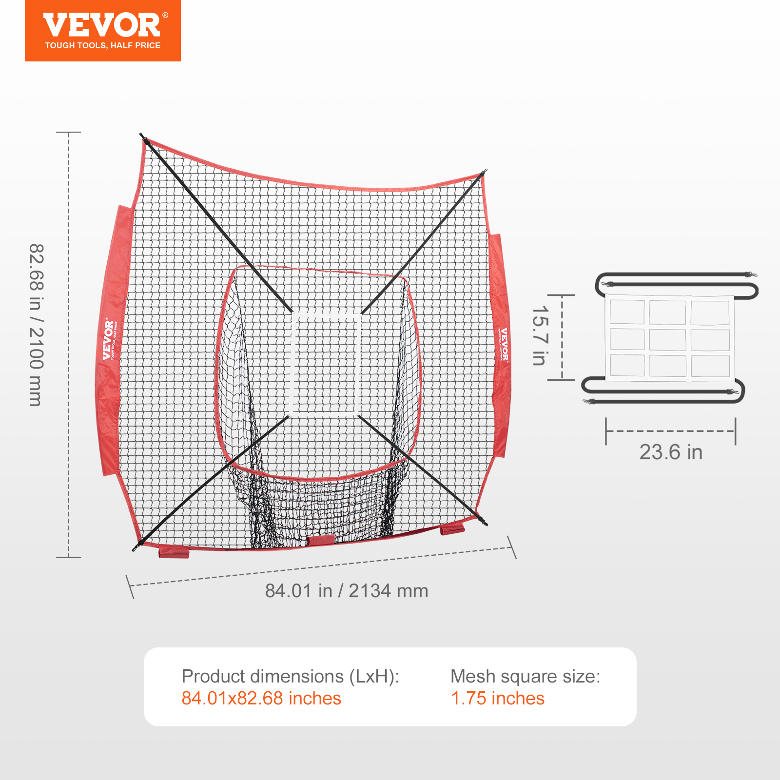 VEVOR 7x7/5x5 ft Baseball Softball Practice Net Hitting Multiple Accessories