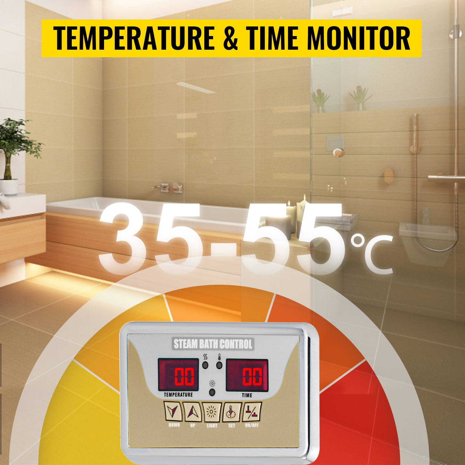 VEVOR 7 KW Steam Generator 220V Sauna Steamer with Waterproof Programmable Controls for Home SPA Bathroom Hotel Shower Bath (7KW-1)