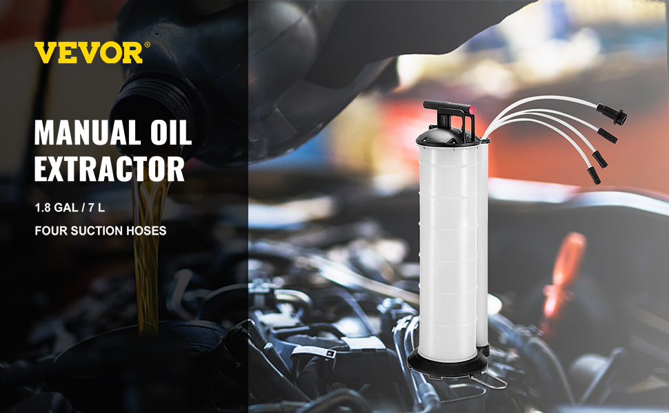 VEVOR Oil Extractor 7 Liter Engine Oil Extractor Oil Changer Vacuum Fluid Extractor  Pump Tank Remover for Automotive (7Liter Oil Extractor)