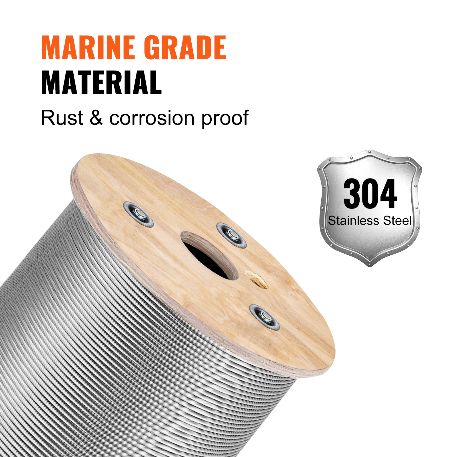 LOVSHARE 3/16 Inch Wire Rope Cable 500FT Reel 304 Stainless Steel Cable Steel 7x19 Strand Core Cable Steel