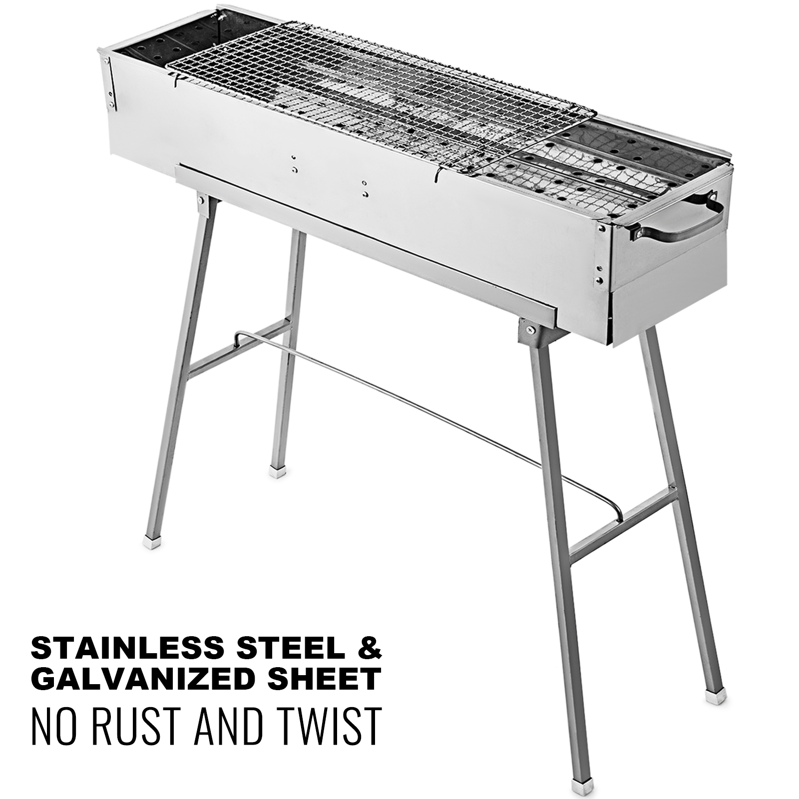 Large Foldable Stainless Steel BBQ Grill Charcoal Outdoor Camping Patio Picnic 