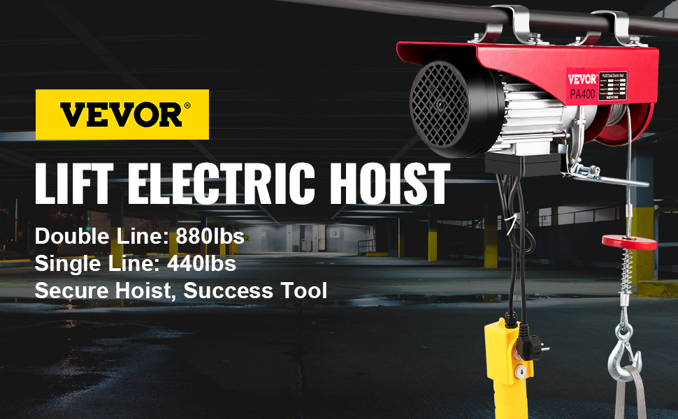 VEVOR 400kg Electric Hoist Winch Lifting Engine Crane Heavy Duty Pulley  Workshop