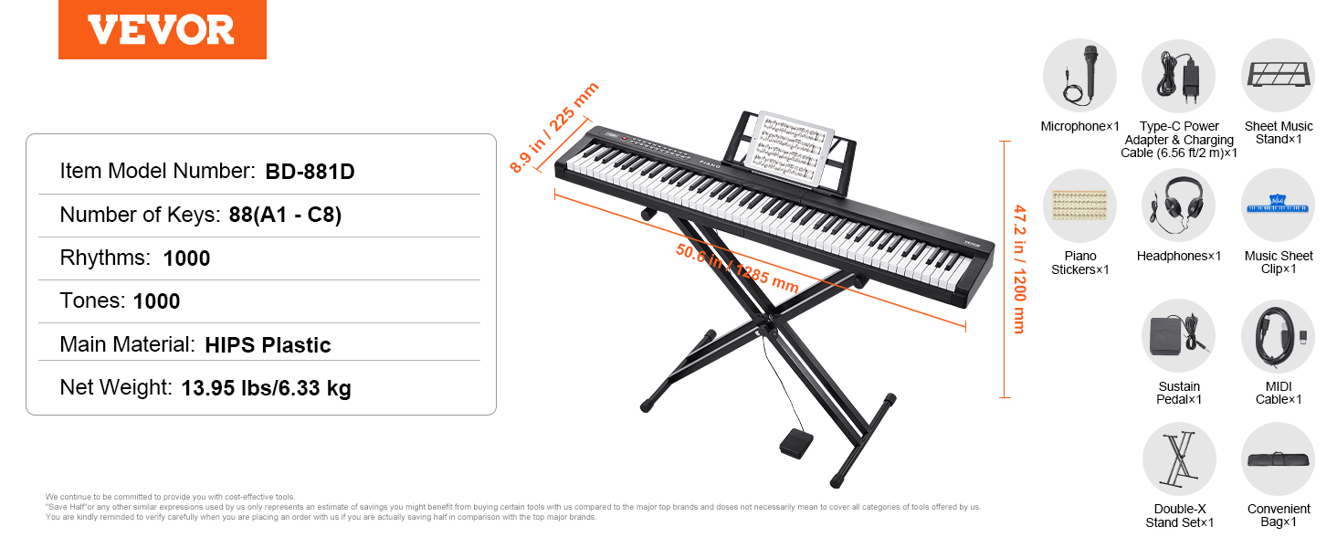 Digital keyboard piano,88-key,semi-weighted