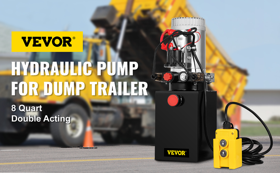 12 Volt Double Acting Hydraulic Pump For Dump Trailer 8 Quart Power Un