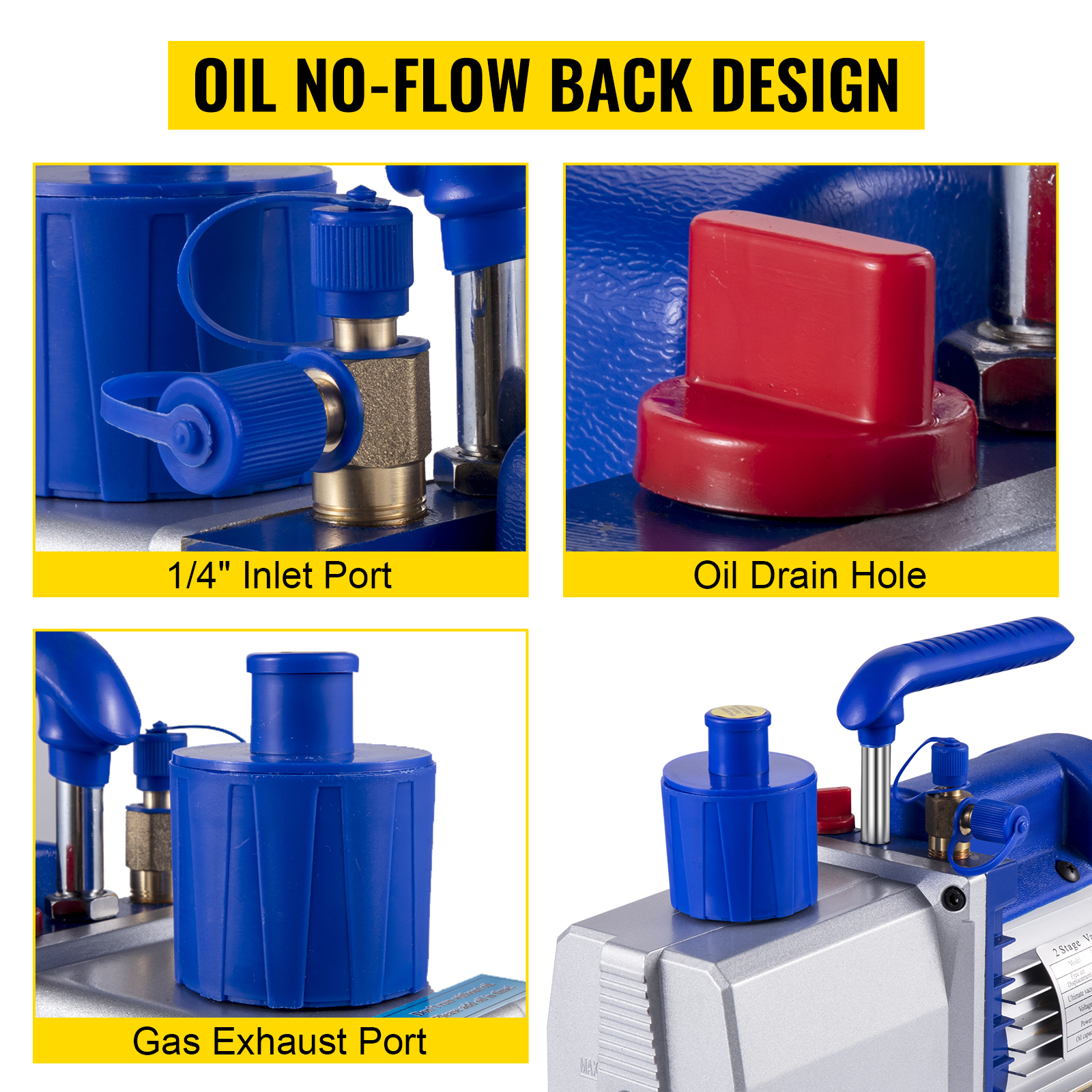 VEVOR Vacuum Pump 9 CFM 1 HP Single Stage Air Conditioning Vacuum Pump