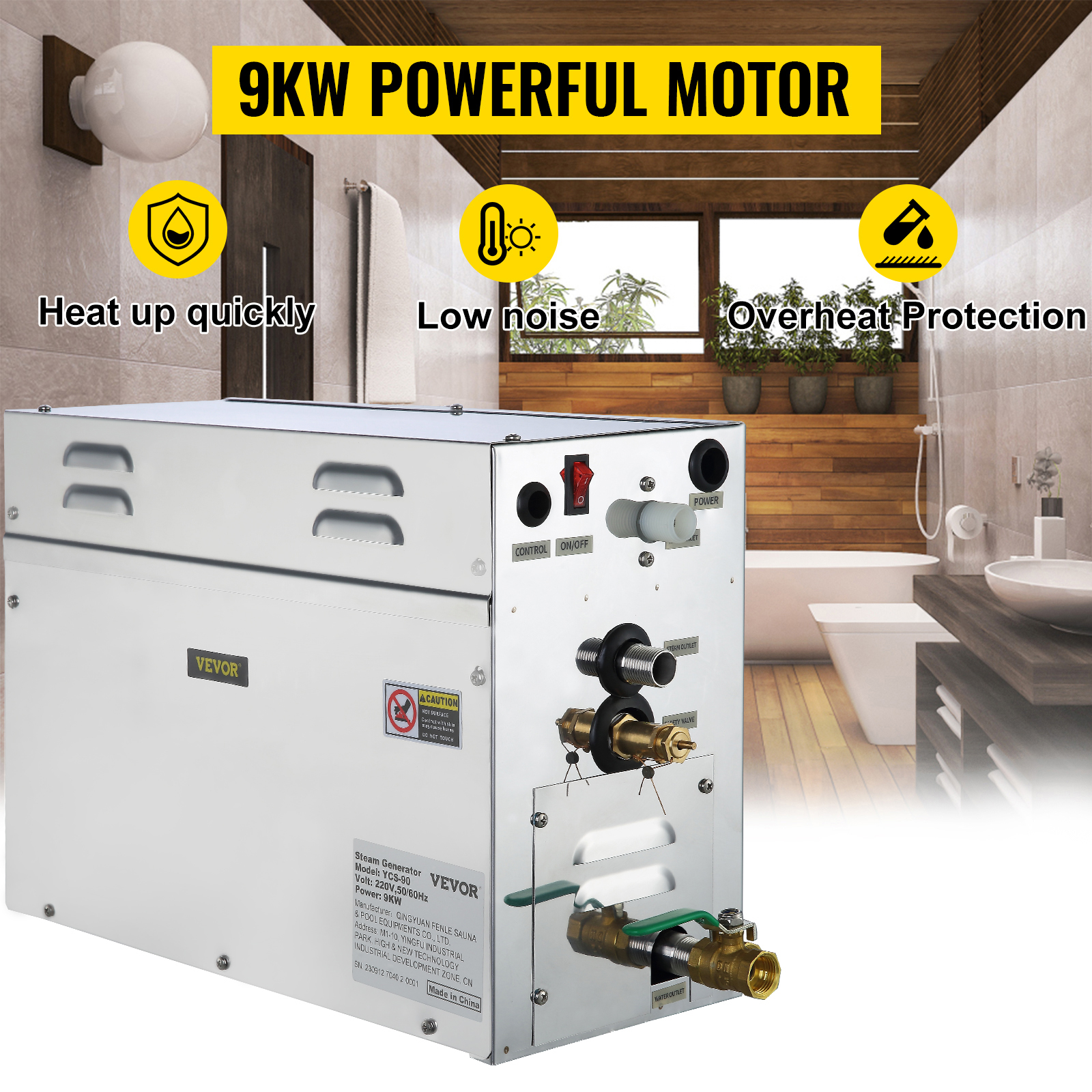 9KW Steam Generator Shower Sauna Bath Home Spa+ST-135M controller Humidifier 