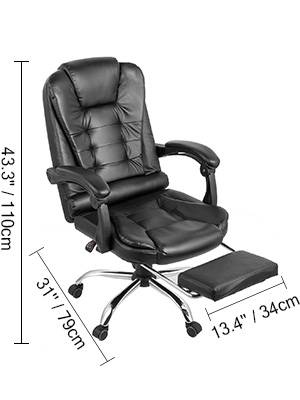 Executive Office Chair Recliner 286lbs Load Height Adjustable Home ...