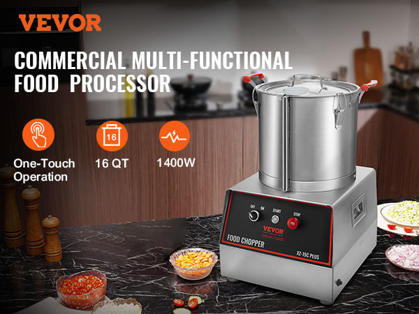 VEVOR Food Processor & Vegetable Chopper, 16 Quart, 1400W Food-Grade ...