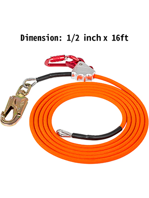 Rope Logic 1/2-inch Wirecore Flipline With Swivel Snap - 12ft, Arborist Rigging Equipment