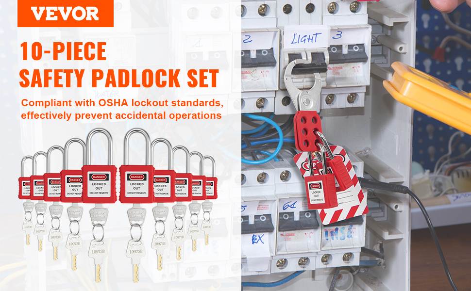 VEVOR LockoutTagoutSchlossSet, 10 rote SicherheitsLockout